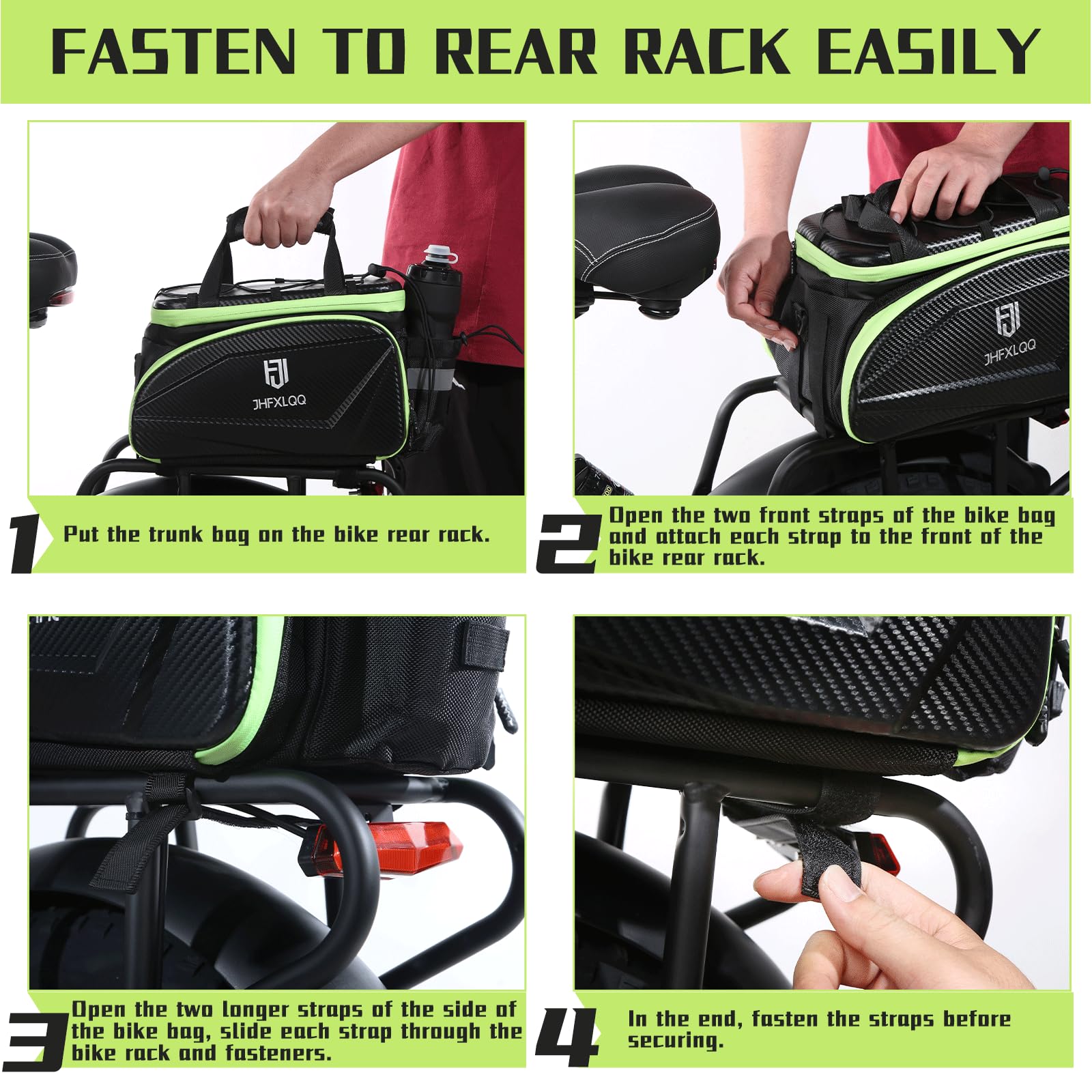 17L-35L Expandable Waterproof Hard Shell Bike Pannier Bag - Carbon Fiber Style Leather Rear Rack Saddle Bag for Electric Bikes & Bicycles | Perfect for Commuting, Touring & Outdoor Adventures