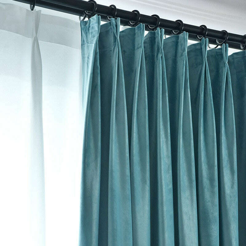 Brittany Velvet Plain Curtains - Soft Blue Blackout Drapes for Living Room & Bedroom | Elegant Window Treatment for Home Decor