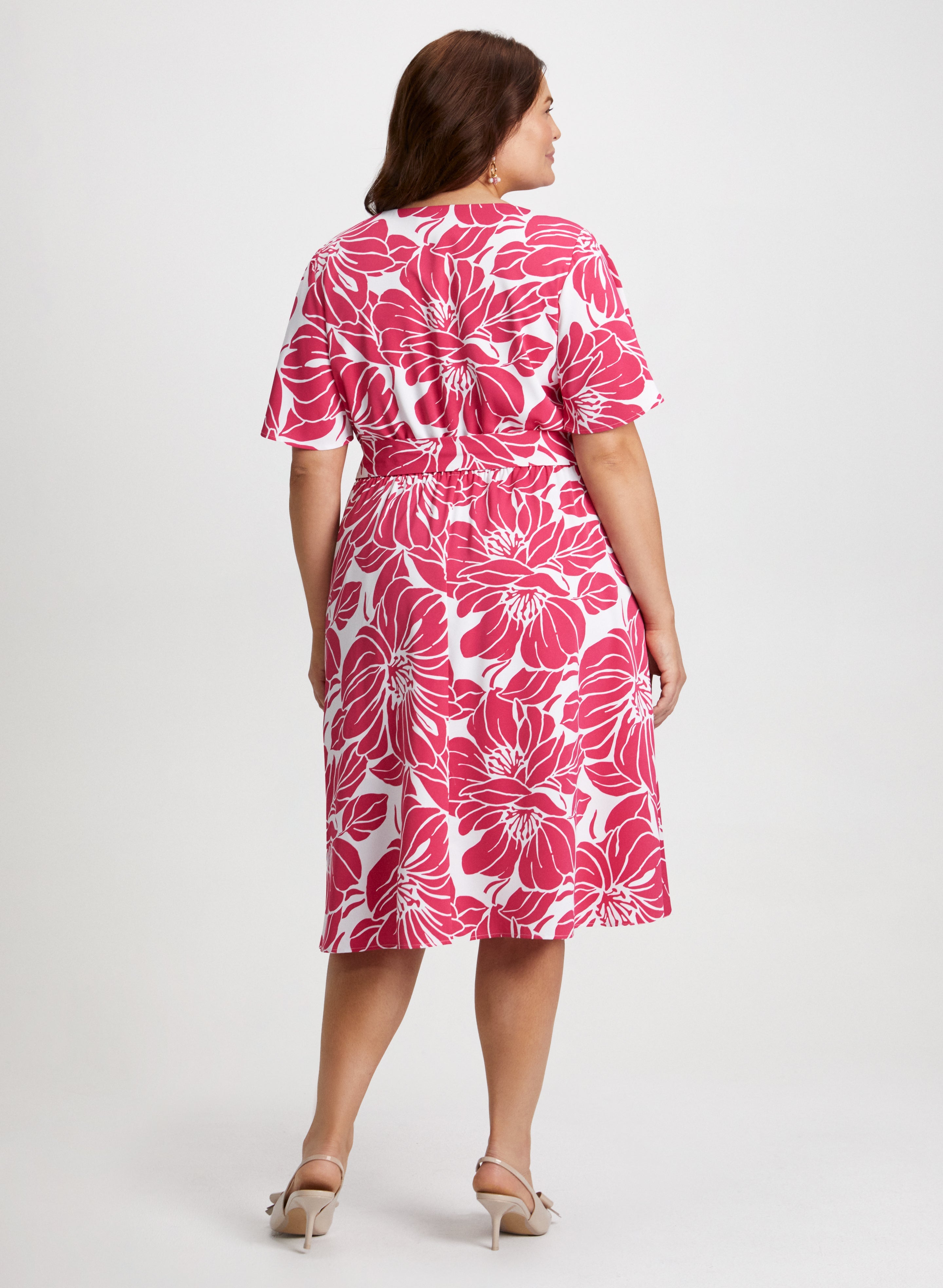 Floral Print Fit & Flare Dress for Women - Summer Casual & Party Wear - Elegant A-Line Dress with Flowy Skirt for Date Night, Wedding Guest or Office Outfits