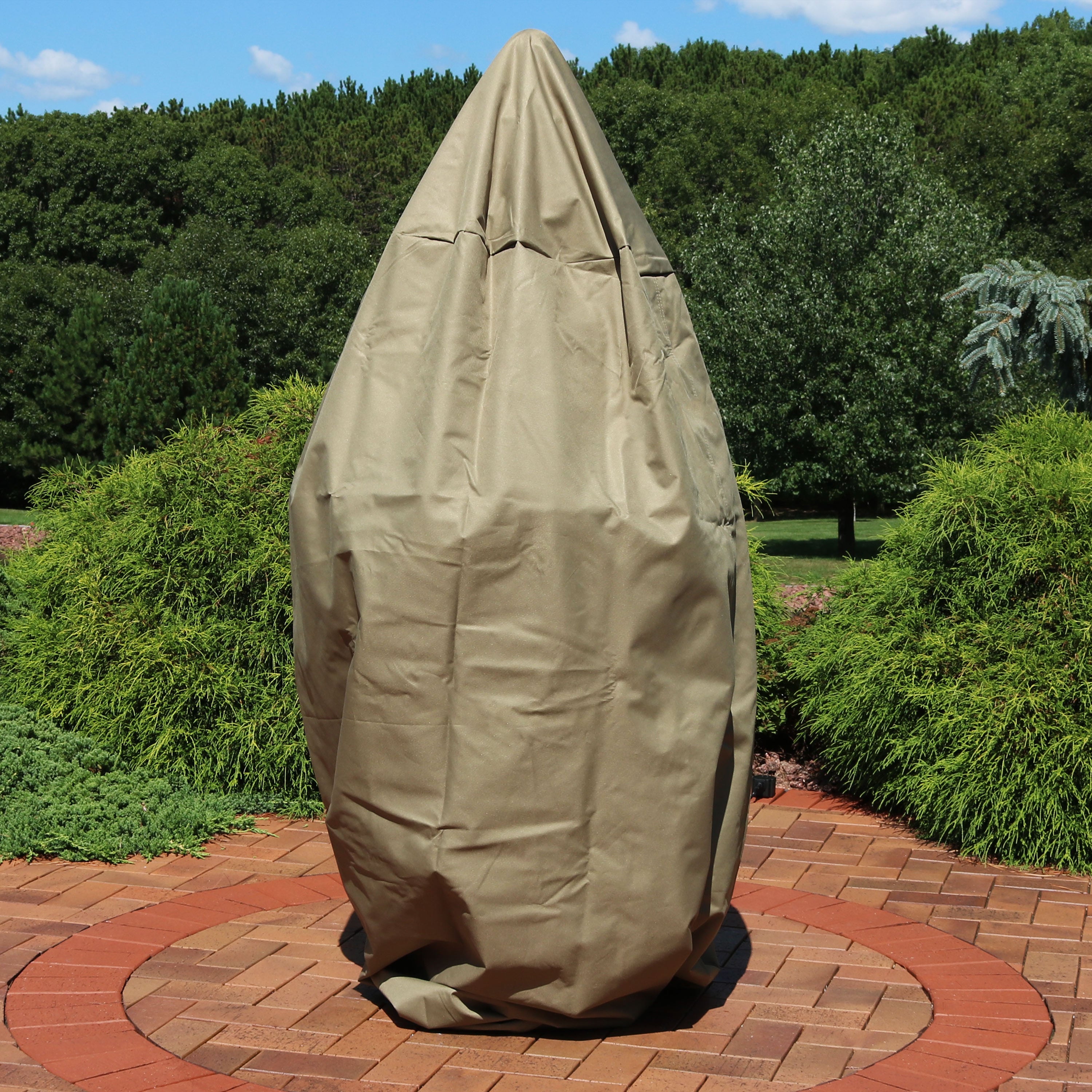 Sunnydaze Heavy Duty Outdoor Water Fountain Cover - Weatherproof, Durable Khaki Fabric for Garden, Patio, and Yard Protection