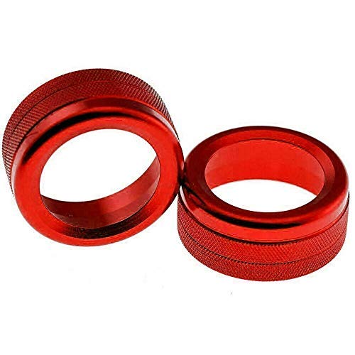 2PCS Chrome Volume Radio Knob Covers For Porsche 911 Cayenne Macan 718 - Red Car Interior Accessories for Enhanced Style & Grip (Perfect for Driving, Car Shows & Customization)