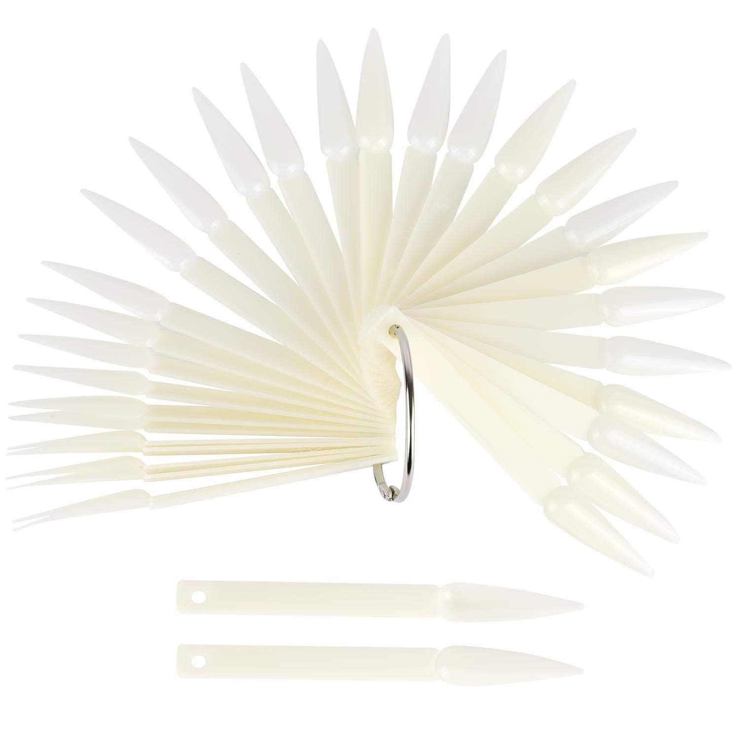 NAILWIND 100-Piece Fan-Shaped False Nail Display Sticks - Natural Nail Art Polish Practice Tips for DIY & Salon Use - Perfect for Nail Color Swatching, Salon Training & Home Manicure Practice