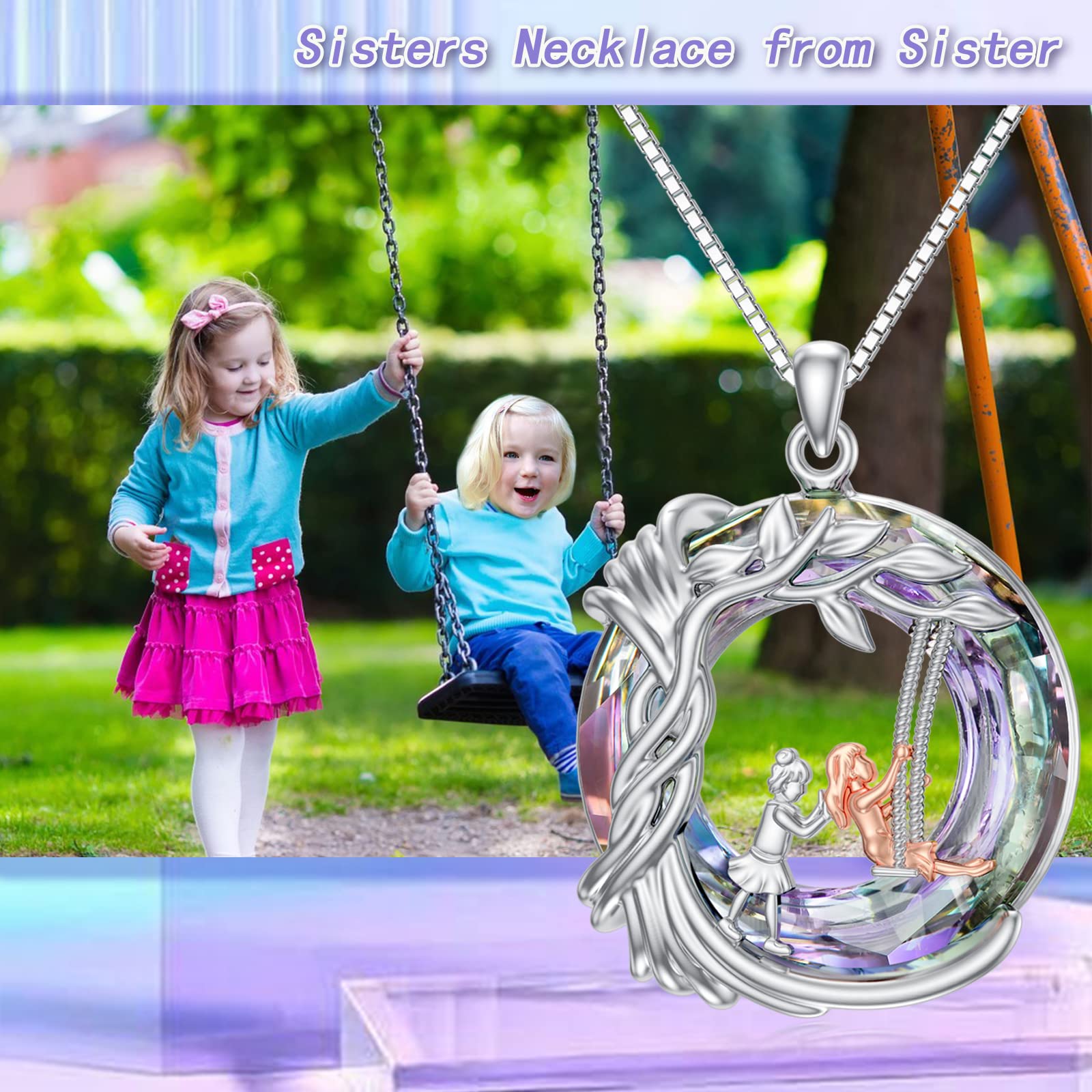 925 Sterling Silver Tree of Life Necklace for Sisters - Crystal Jewelry Gift for Women, Daughter & Friends | Birthday, Mother's Day Present | Sister Bonding & Special Occasion Jewelry
