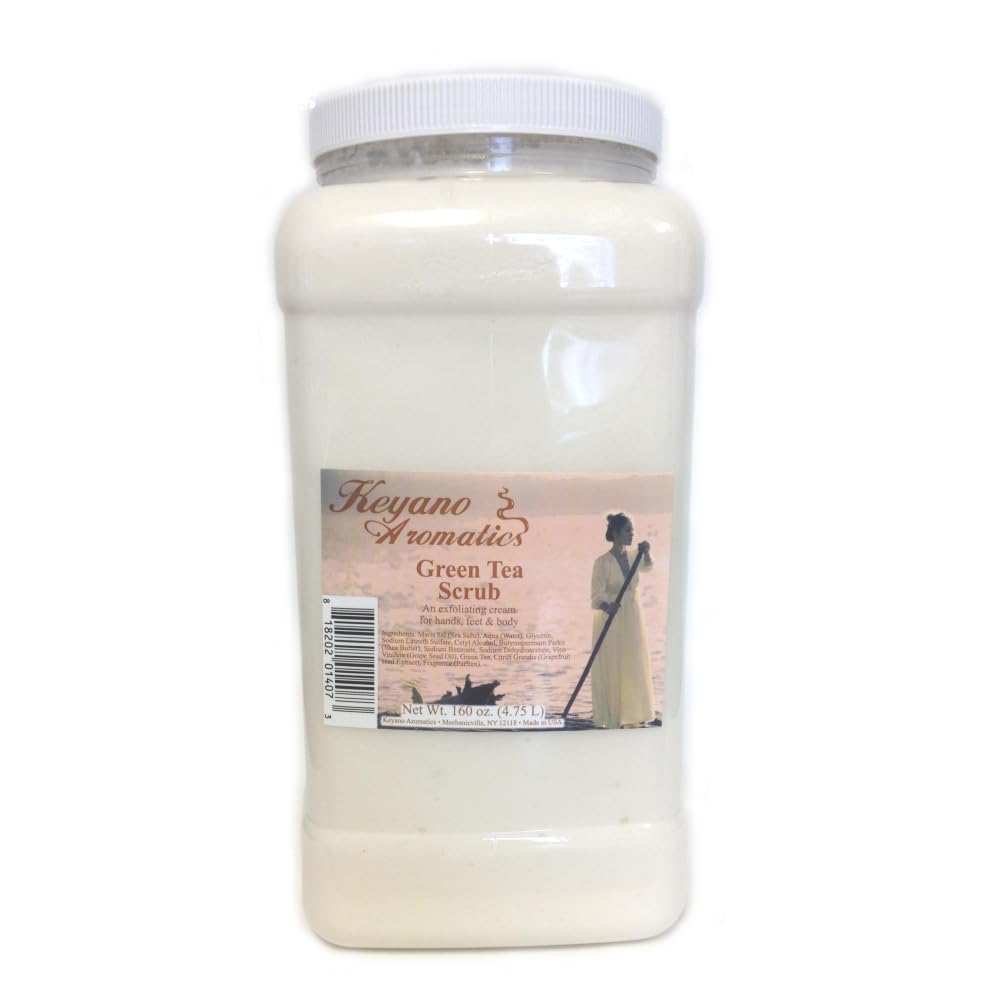 Keyano Aromatics Green Tea Body Scrub - 1 Gallon Exfoliating Cleanser for Smooth Skin | Spa Quality, Natural Ingredients | Perfect for Home Spa Days & Professional Salons