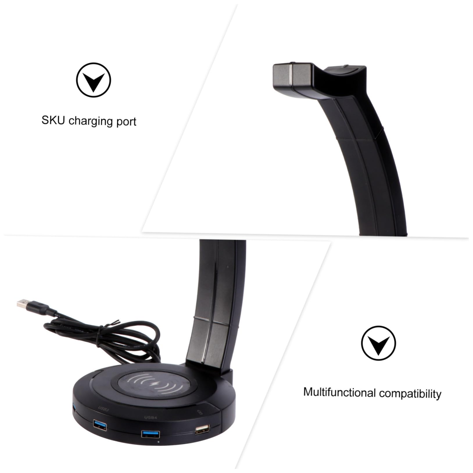 Mikikit 3-Pack Headset Holder - Adjustable Headphone Stand with Hook, Earphone Hanger & Rack for Desk, Office, Gaming Setup - Durable Headset Organizer for Home, Work, or Studio Use