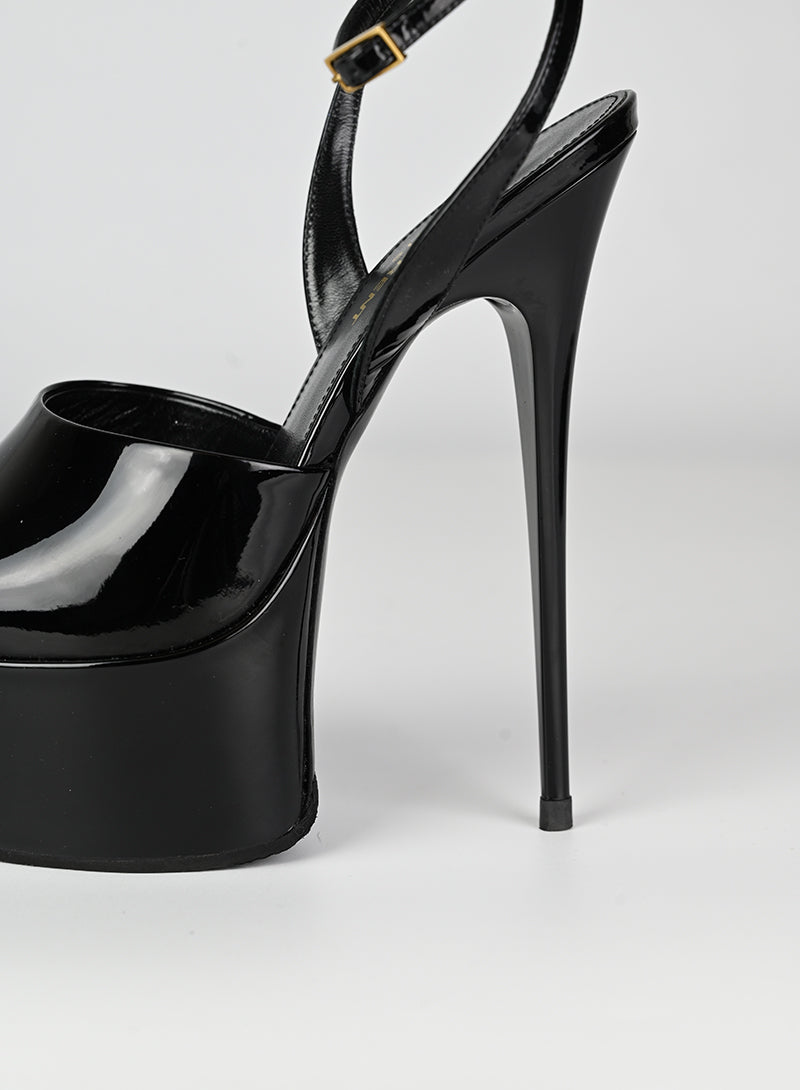 Saint Laurent Black Platform Sandals Size 37.5 - Luxury High Heel Sandals for Women, Perfect for Parties & Evening Events
