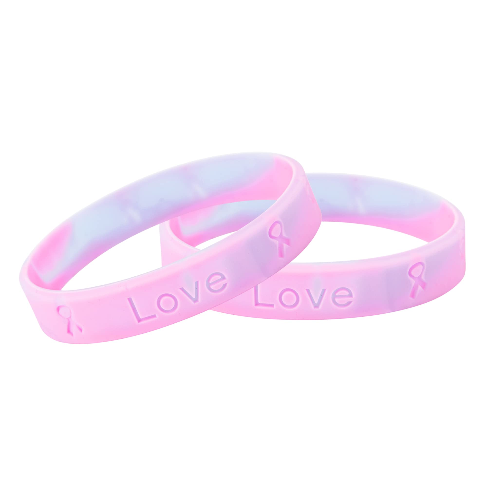 Pink & Blue Silicone Awareness Bracelets Bundle Pack - Ribbon Wristbands for Cancer Awareness, Memorials, Fundraising & Gifts - Unisex Design for Men & Women - Perfect for Charity Events, Support Groups & Daily Wear