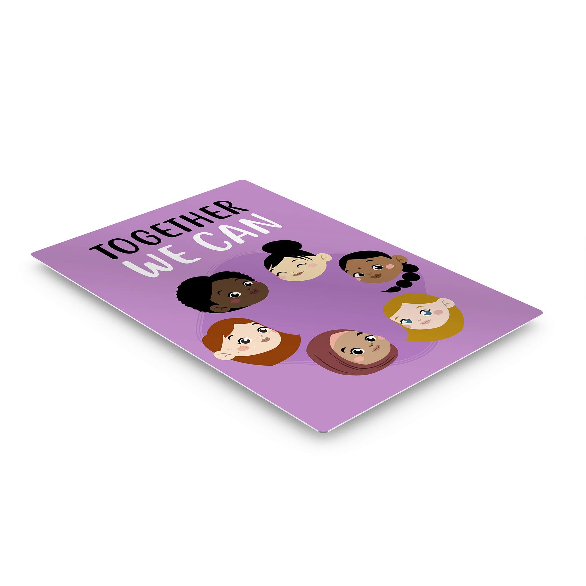 Diversity & Inclusion Metal Wall Art - 'Together We Can' Inspirational Quote Print for Kids Room, Nursery & Classroom Decor (40x30 Inches) - African, Asian, American, Hispanic & Muslim Cultural Representation | Perfect for Children's Bedrooms, Playrooms & Educational Spaces