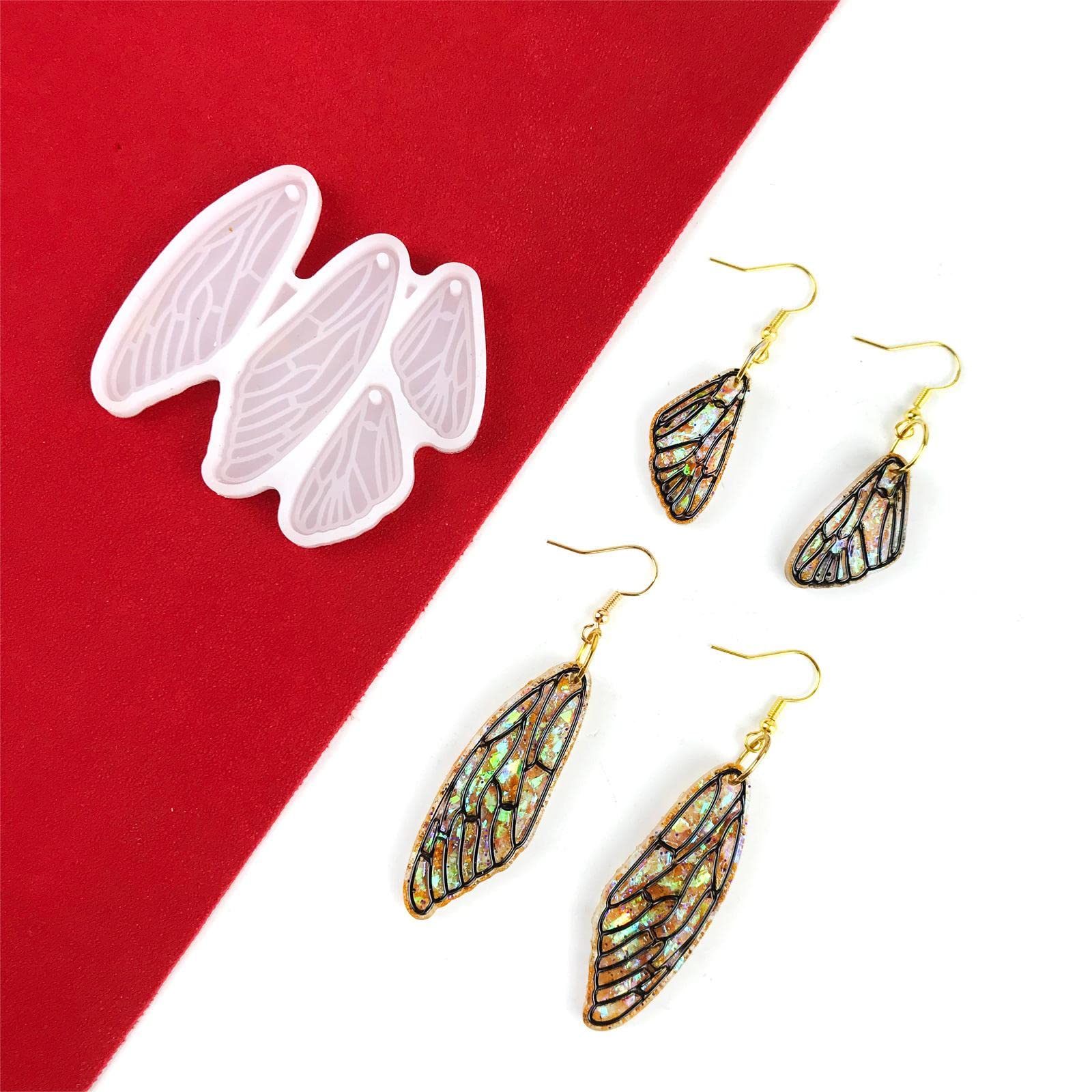 2Pcs Fairy Wings Resin Earring Molds - Butterfly Wings Silicone Jewelry Molds for DIY Earrings, Necklace Pendants & Craft Gifts - Perfect for Resin Art, Handmade Jewelry Making & Unique Gift Ideas