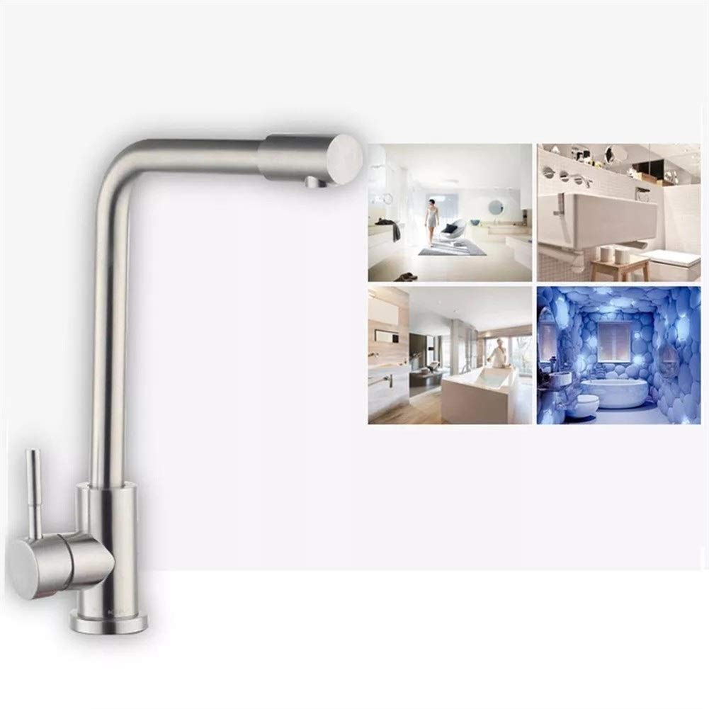 Stainless Steel Bathroom Faucet Trim Kit - Single Handle Hot & Cold Water Mixer Tap for Sink Basin - Smooth Modern Design for Kitchen & Bathroom Use
