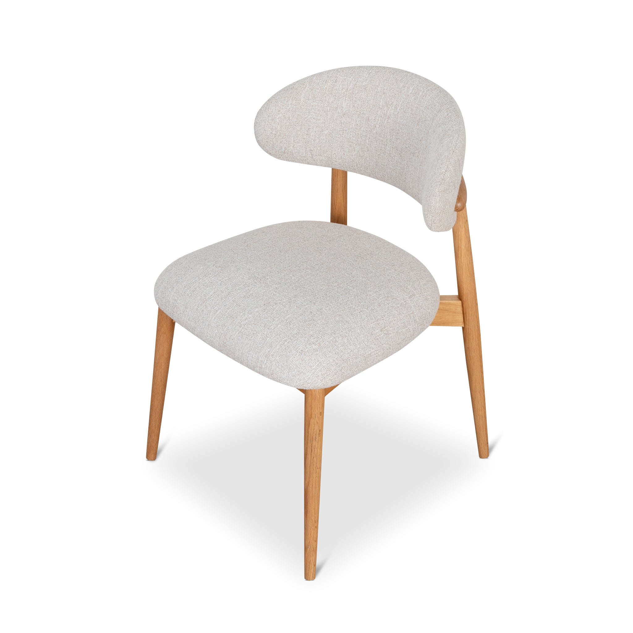 Coastal Beige Dining Chair with Natural Oak Finish - Modern Farmhouse Style Dining Room Chairs for Kitchen, Breakfast Nook, and Home Decor