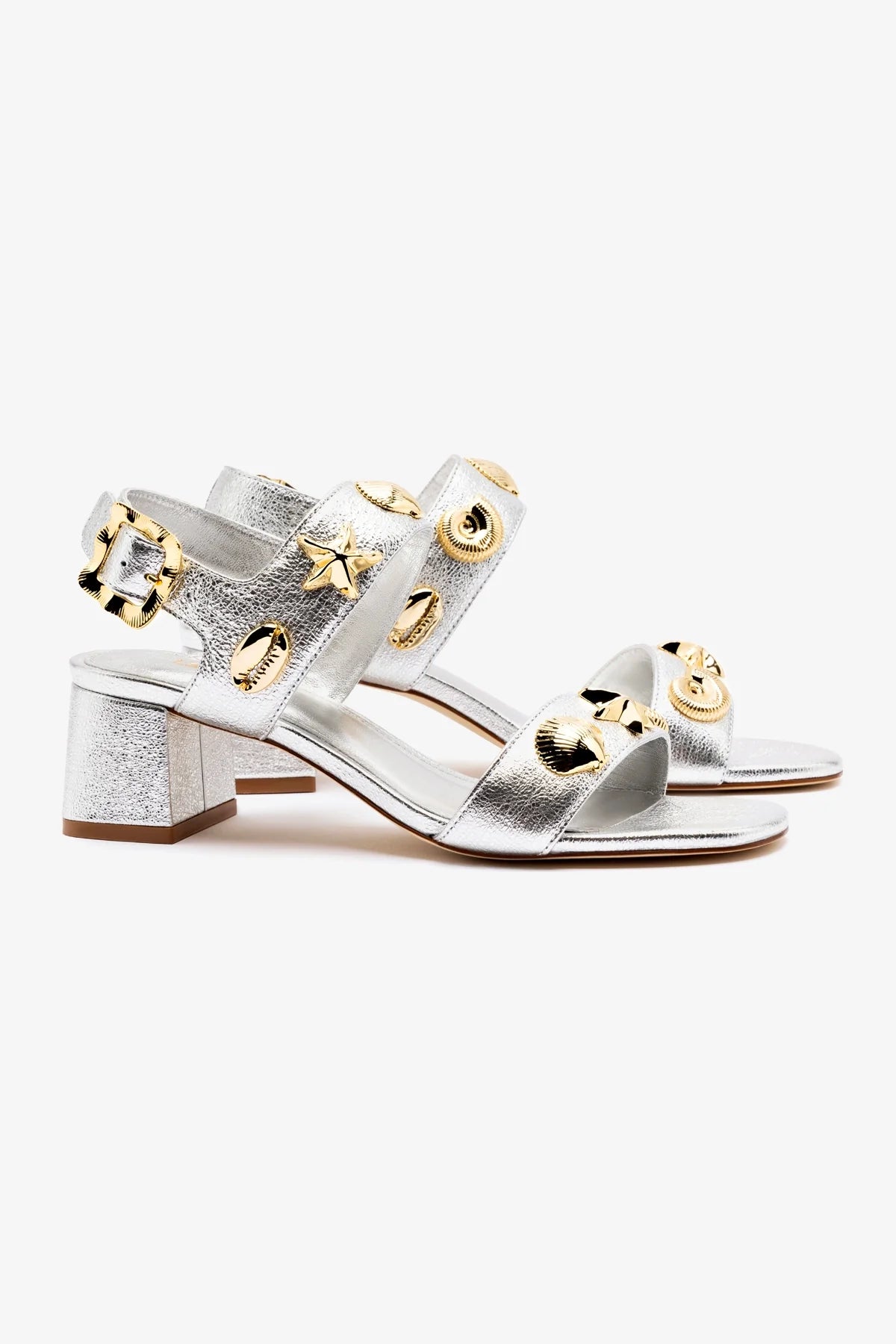 Madison Block Heels in Silver Metallic Leather - Stylish Women's Dress Shoes for Parties, Weddings & Evening Events