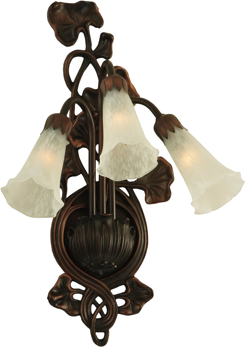 11W White Pond Lily 3-Light Wall Sconce in Mahogany Bronze - Perfect for Bedroom, Living Room, and Hallway Lighting Decor