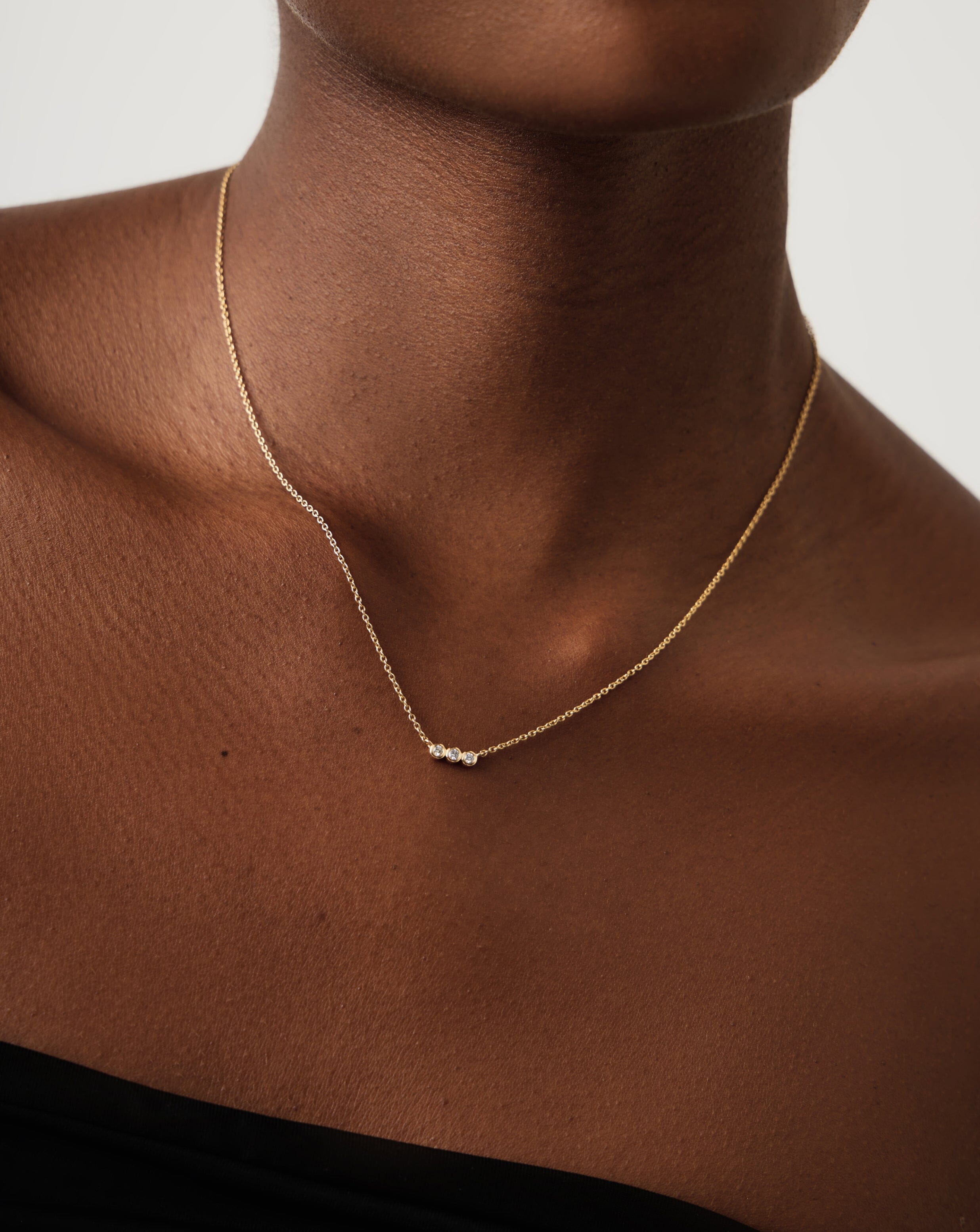 Exquisite Diamond Solitaire Trio Necklace - 14K Gold Pendant for Women, Elegant Layered Necklace for Anniversary, Wedding & Special Occasions
