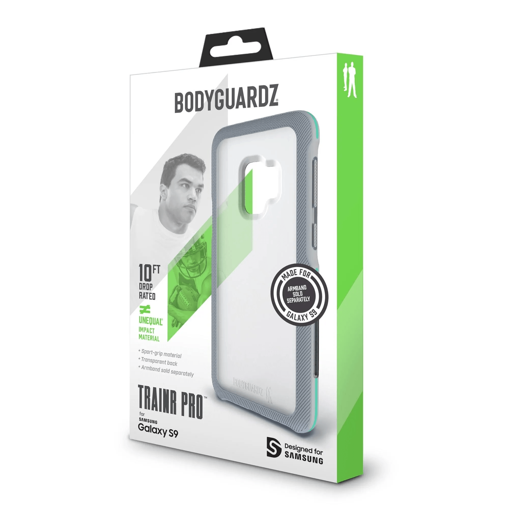 BodyGuardz TrainrPro Grey Protective Case for Samsung Galaxy S9 Plus - Durable Shockproof Cover for Everyday Use & Outdoor Activities