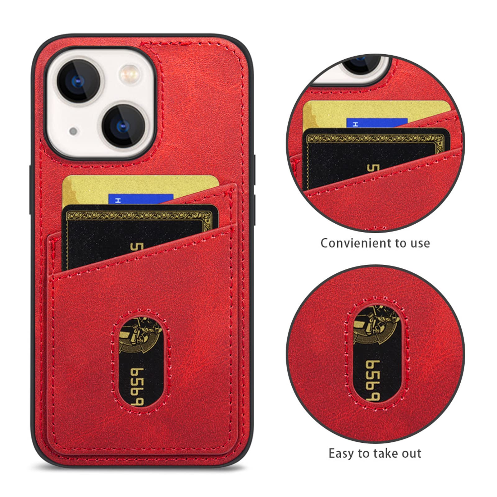 JabraOn Slim Fit Premium Leather Wallet Case for iPhone 14/14 Plus/14 Pro/14 Pro Max - Shockproof Protective Phone Cover with Card Holder (Red) - Perfect for Everyday Use, Travel & Business Professionals