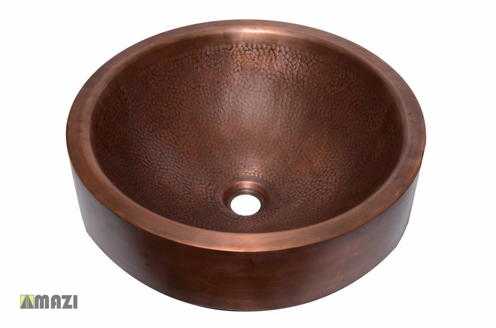 Copper Vessel Sink 1033 - Handcrafted Hammered Copper Bathroom Sink with Modern Design | Perfect for Farmhouse, Rustic, or Contemporary Bathroom Decor