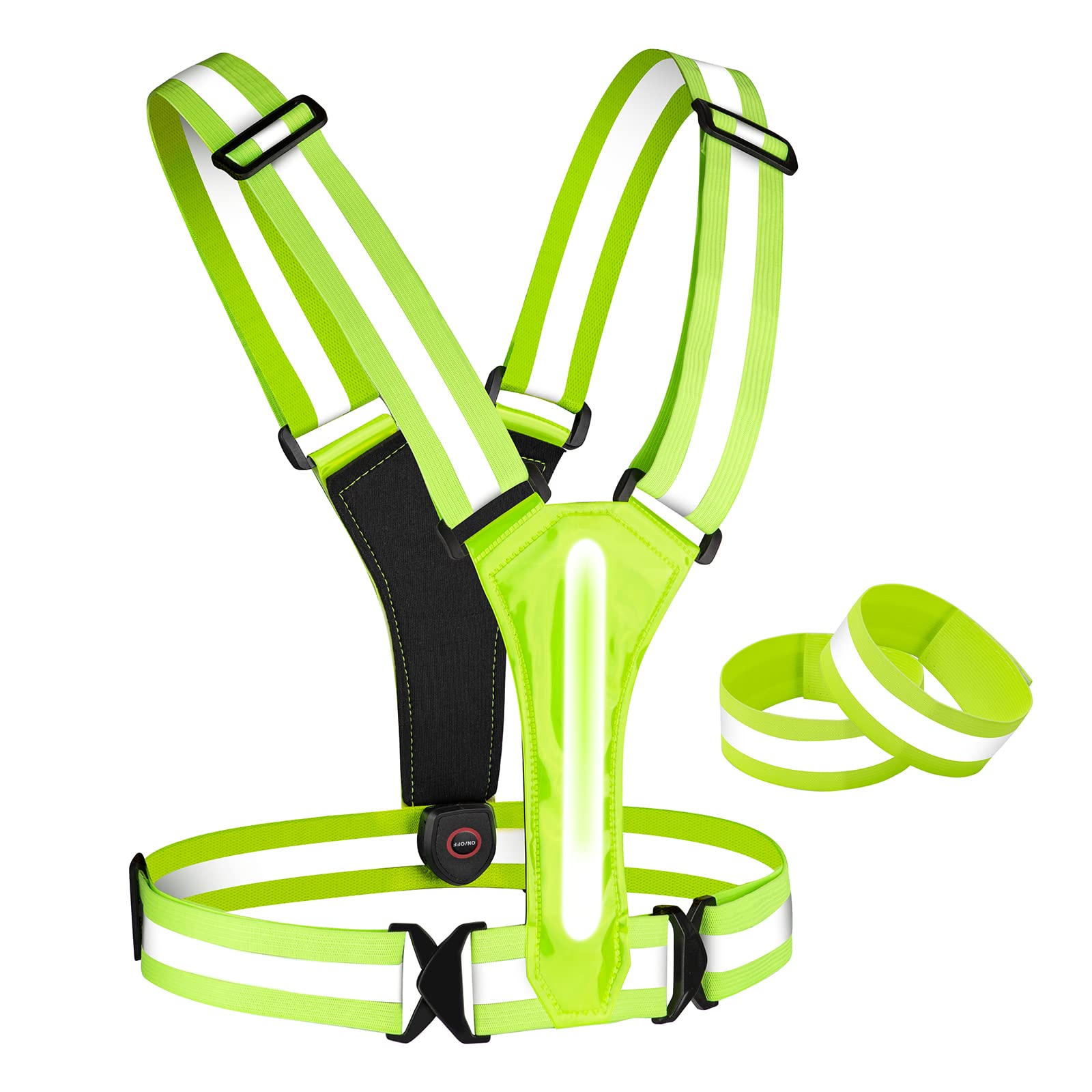 High Visibility LED Reflective Running Vest - Rechargeable & Adjustable Safety Vest for Men & Women - Perfect for Night Jogging, Cycling & Outdoor Activities