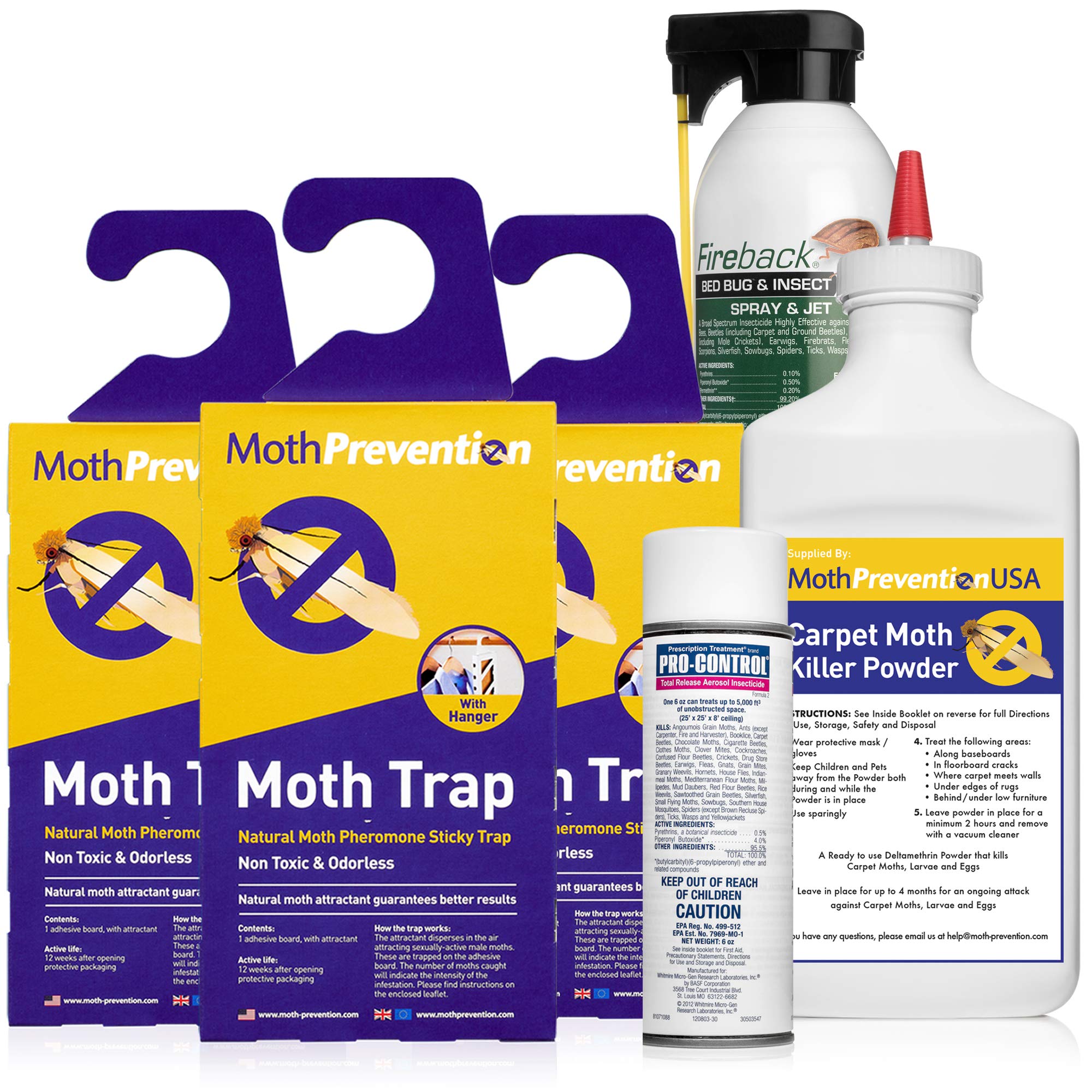 Fast-Acting Carpet Moth Killer Kit - Effective 1 Room Treatment with Pesticides | Eliminate Moth Infestations in Carpets, Rugs & Closets | Home & Wardrobe Protection