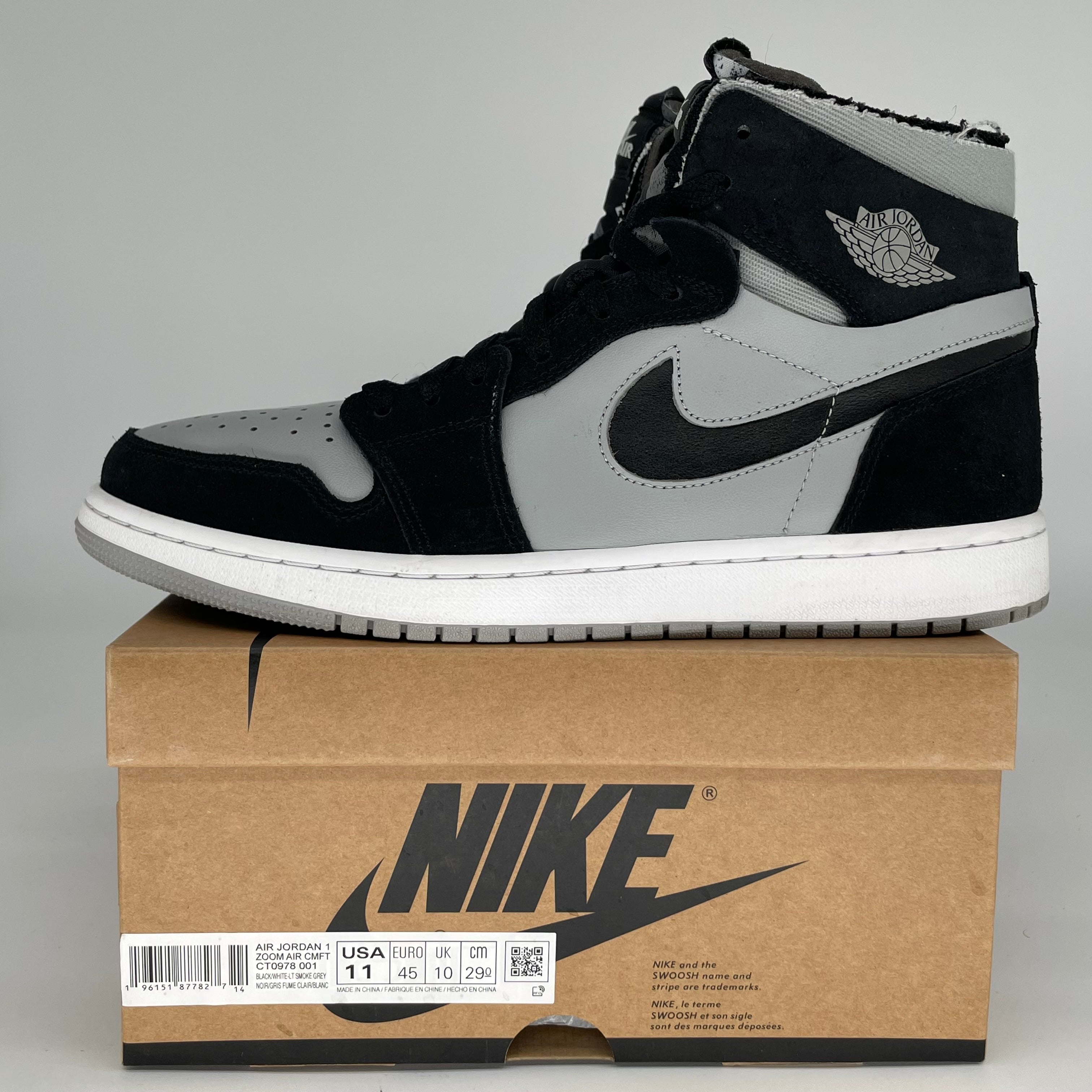 Air Jordan 1 Zoom CMFT Men's Basketball Shoes - Black/Smoke Grey (Size 11) CT0978-001 | Comfortable Sneakers for Streetwear, Gym & Casual Outfits