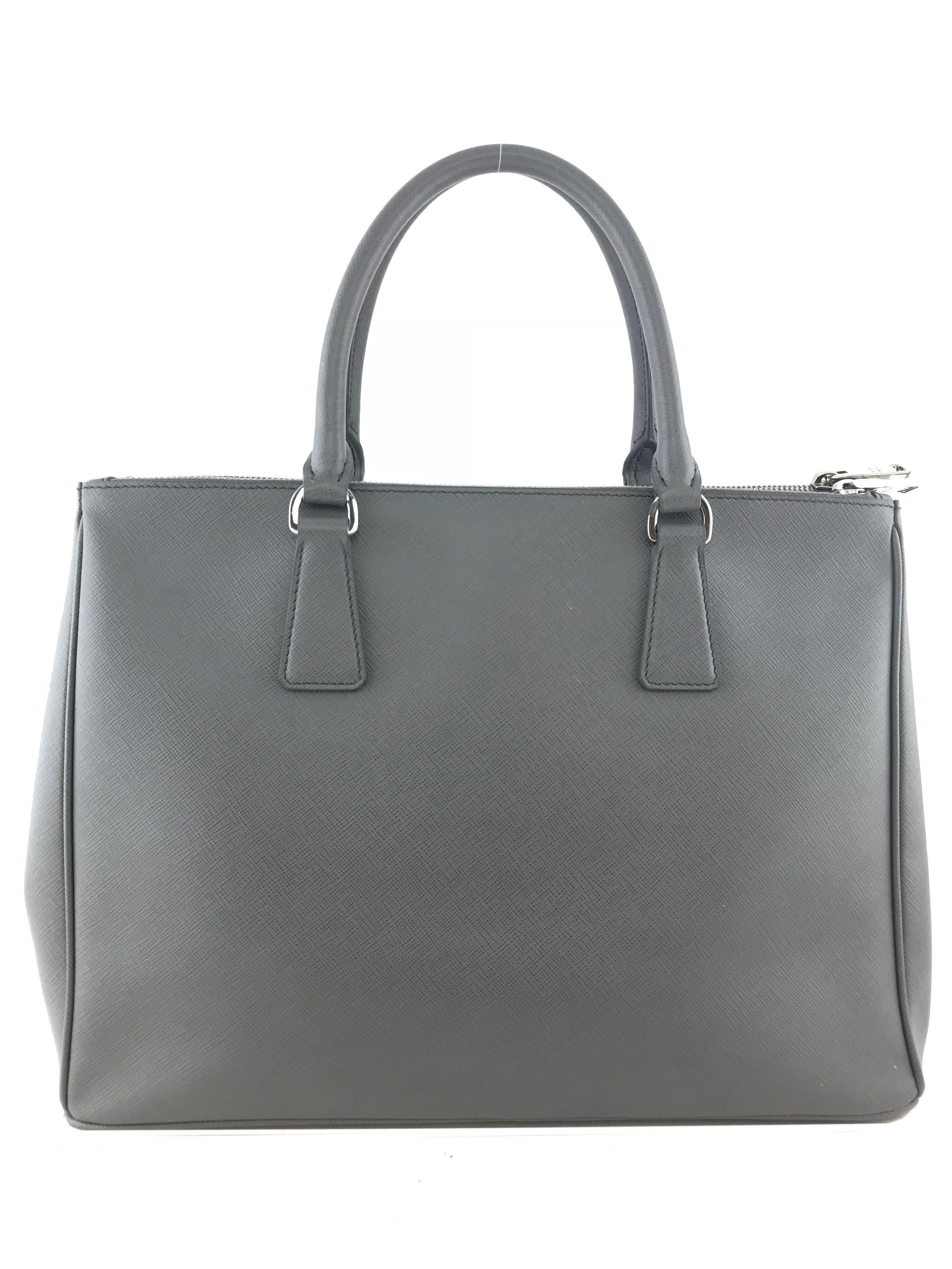 Prada Saffiano Lux Double Zip Medium Tote Bag - Genuine Leather Luxury Handbag for Women | Perfect for Work, Travel & Everyday Use