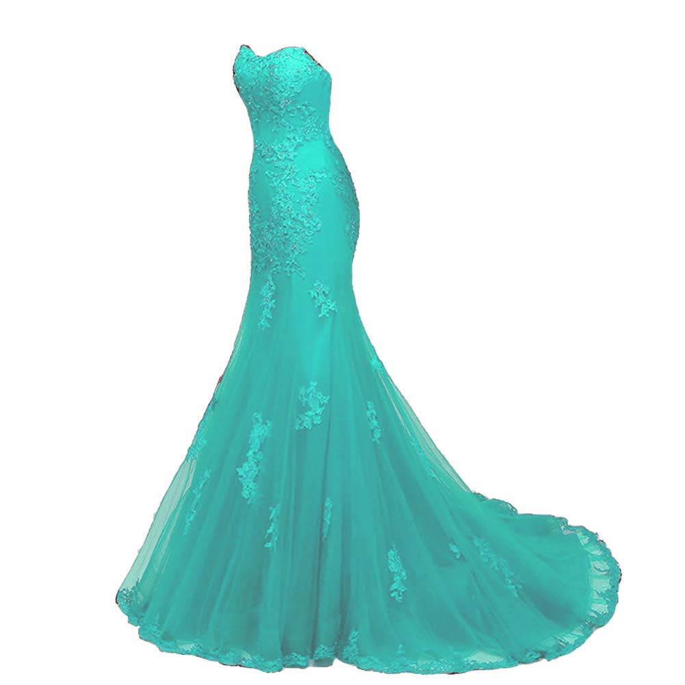 Kivary Women's Sweetheart Neckline Mermaid Beaded Lace Long Prom Dress - Elegant Formal Evening Gown for Homecoming, Wedding, and Special Occasions