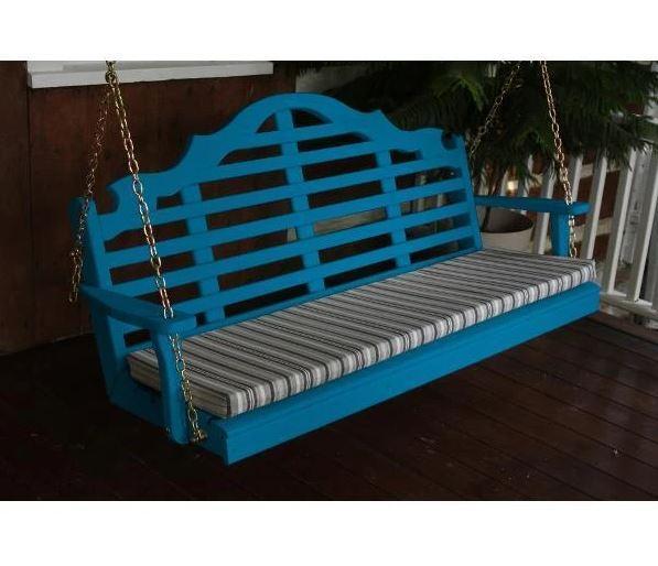 A&L Furniture Yellow Pine Marlboro Swing - Outdoor Porch Swing with Comfortable Cushion for Garden, Patio, and Backyard Relaxation
