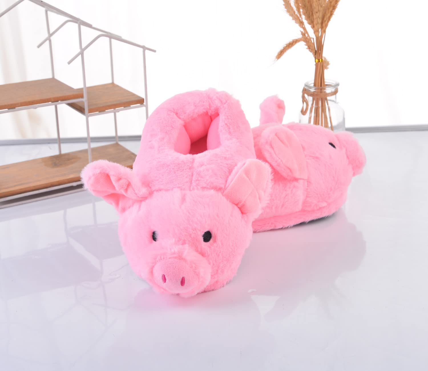 Women's Pink Pig Slippers - Soft Fluffy Furry House Shoes for Girls & Women | Cozy Indoor Slippers for Lounge, Home & Gift Giving