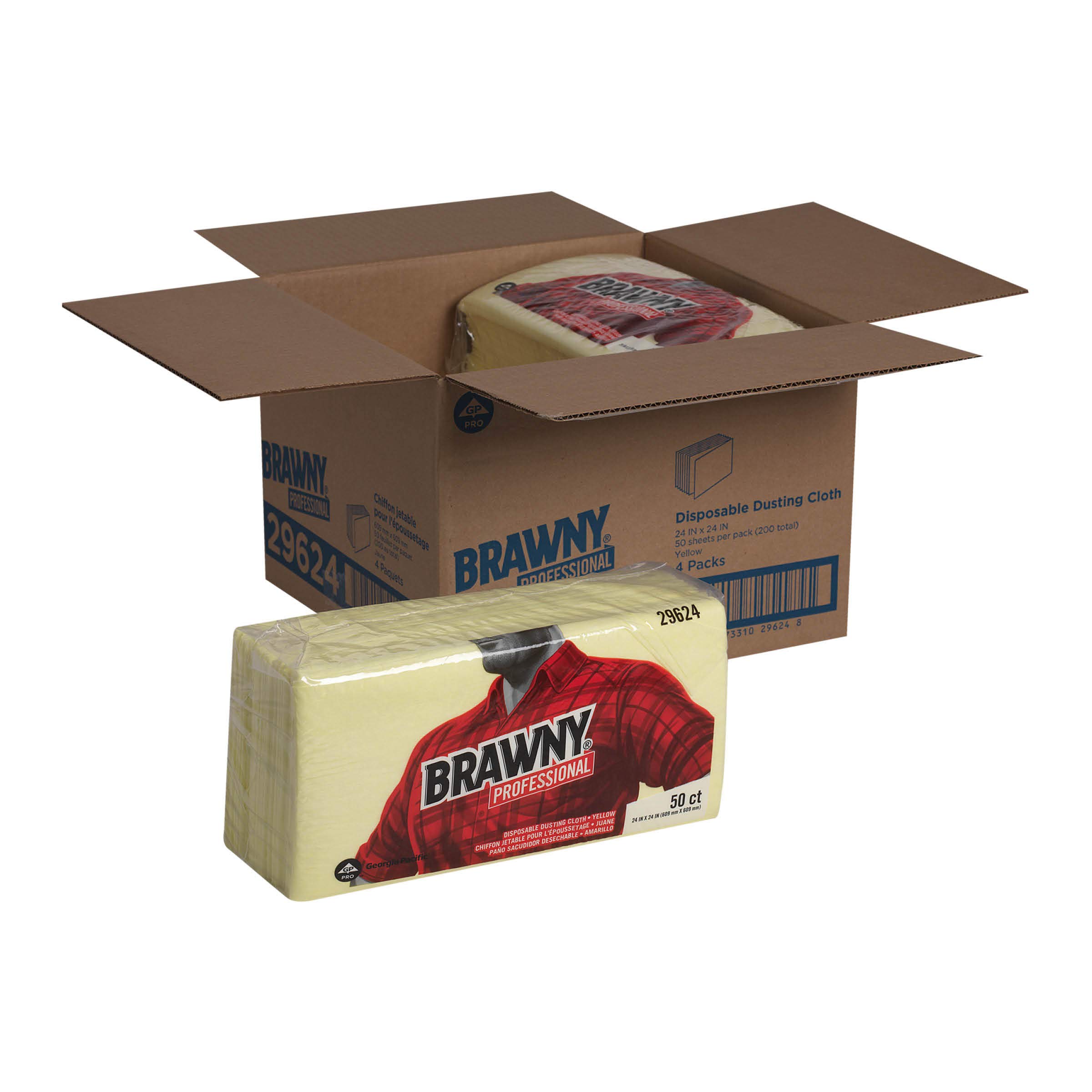 Brawny Yellow Quarter-Fold Disposable Dusting Cloths - 24