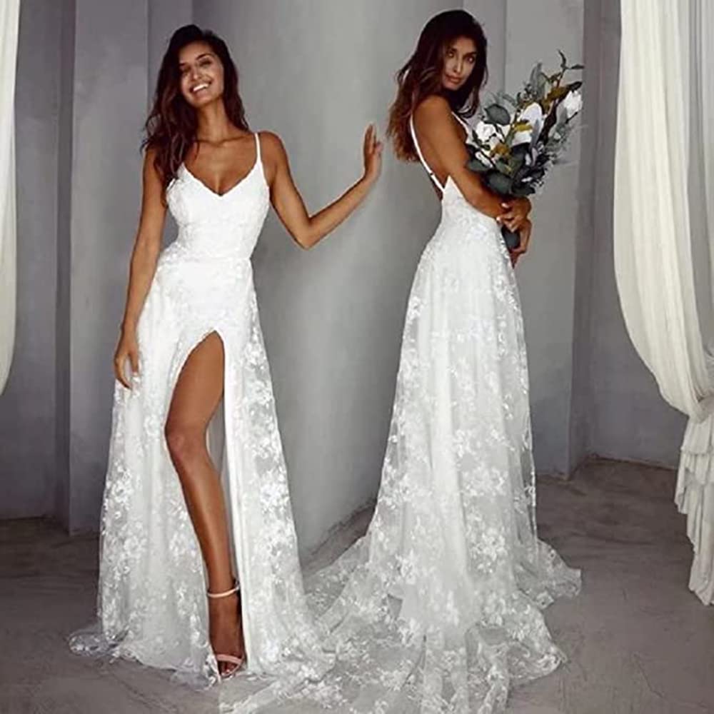 Clothfun Women's Lace Mermaid Beach Wedding Dress 2024 | Long Sleeve Bridal Gown for Bride | Perfect for Beach Weddings, Destination Elopements & Romantic Photoshoots