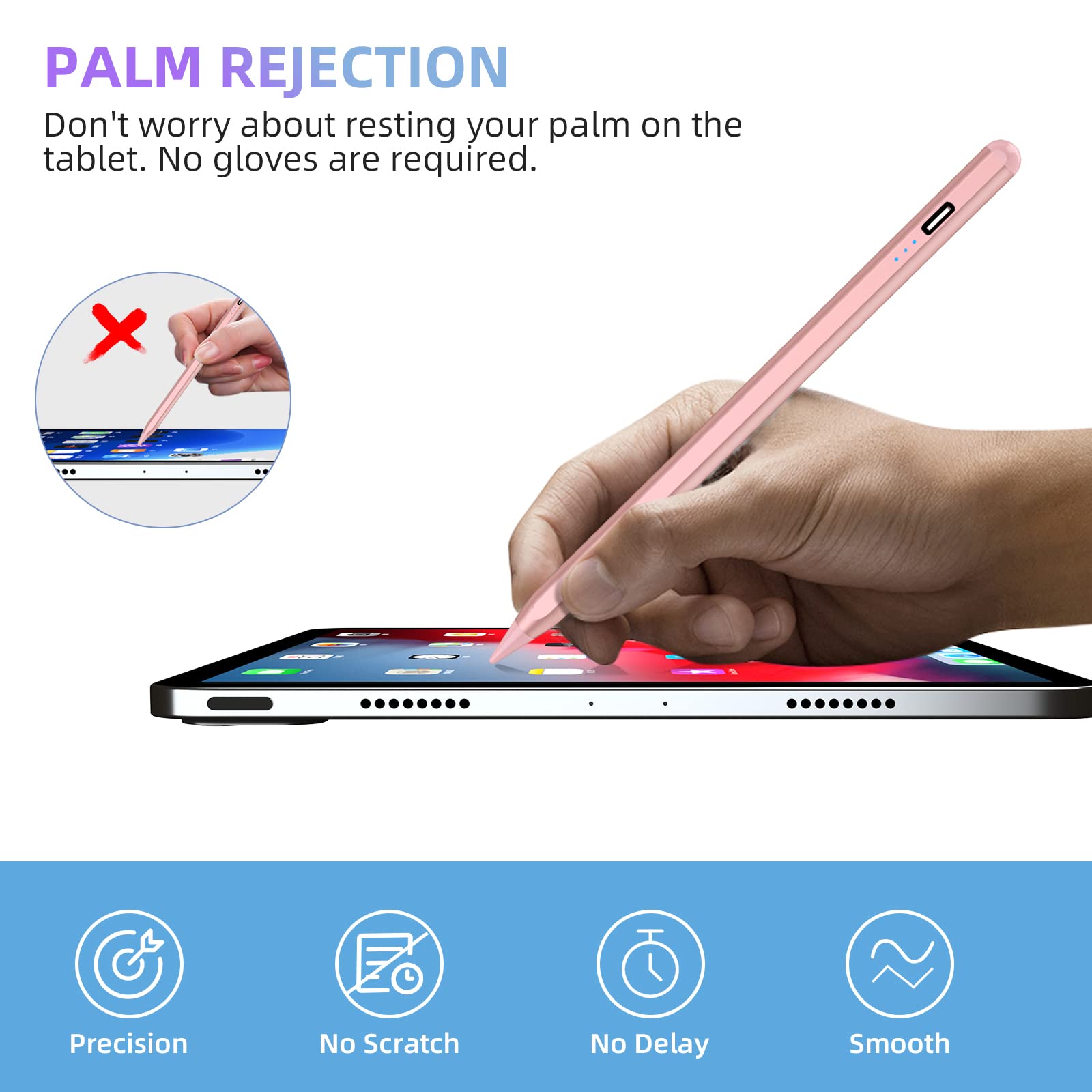 Premium Stylus Pen for iPad 10th/9th Gen, iPad Air 5/4/3, iPad Pro 11/12.9 Inch - Magnetic Apple Pencil Alternative with Palm Rejection & Tilt Sensitivity (Rose Gold) - Perfect for Digital Art, Note-Taking & Professional Design Work