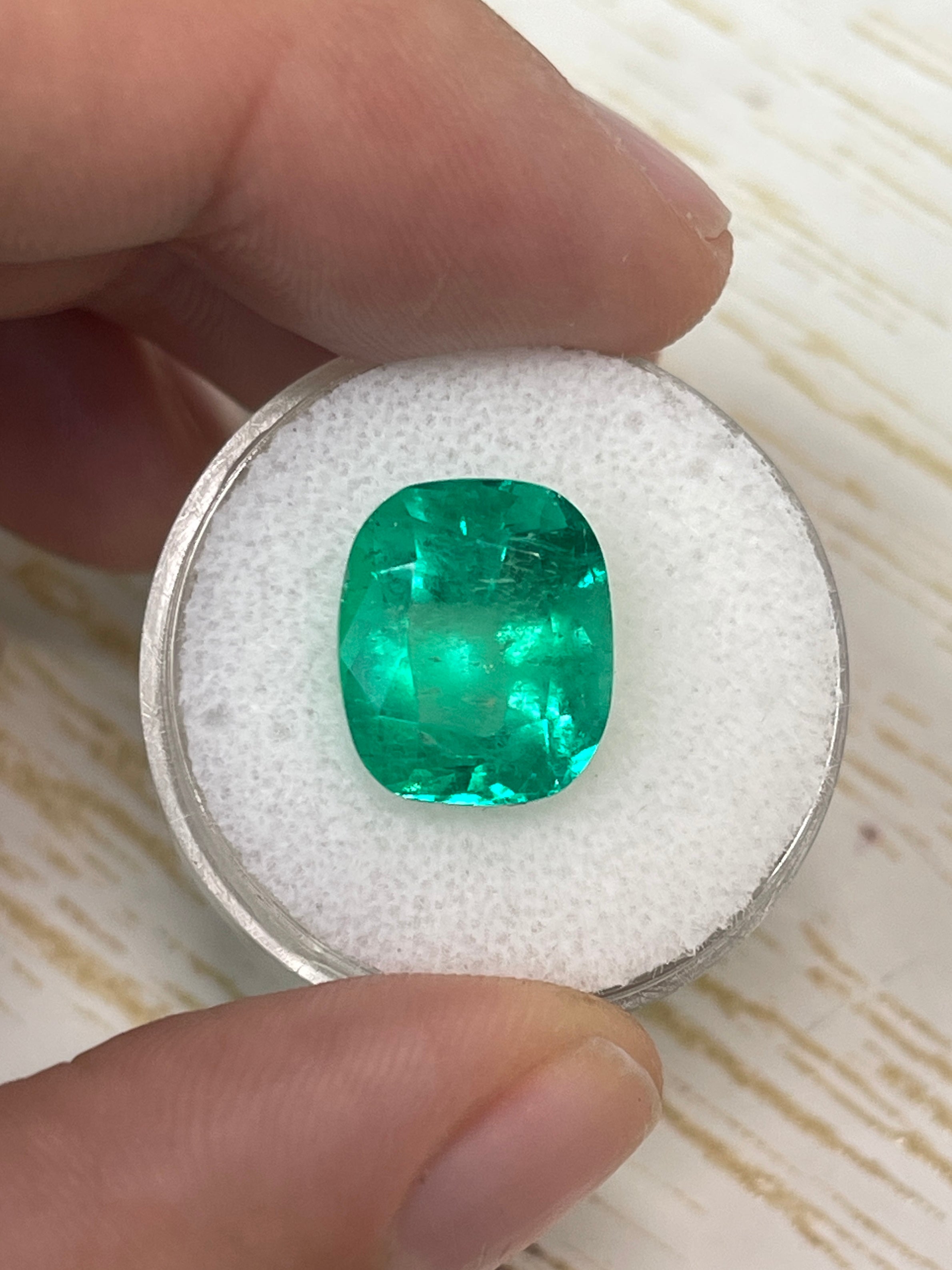 7.08 Carat 13x11mm Muzo Green Natural Colombian Loose Emerald Gemstone - Cushion Cut for Jewelry Making, Engagement Rings & Luxury Gifts
