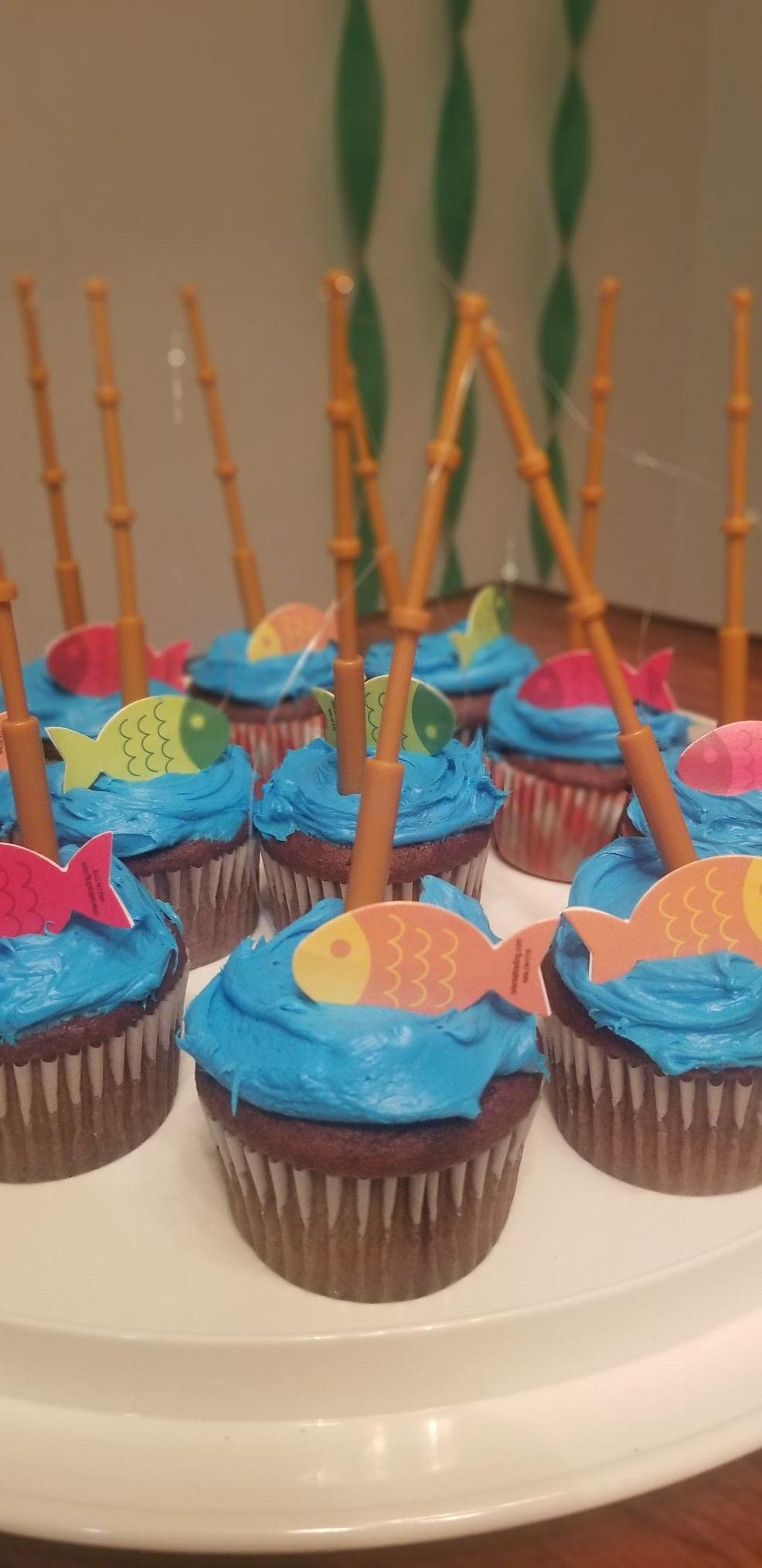 Little Fisherman Fishing Pole Picks - Set of 25 - Party Favors & Decorations - Perfect for Birthday Parties, Baby Showers, and Themed Events