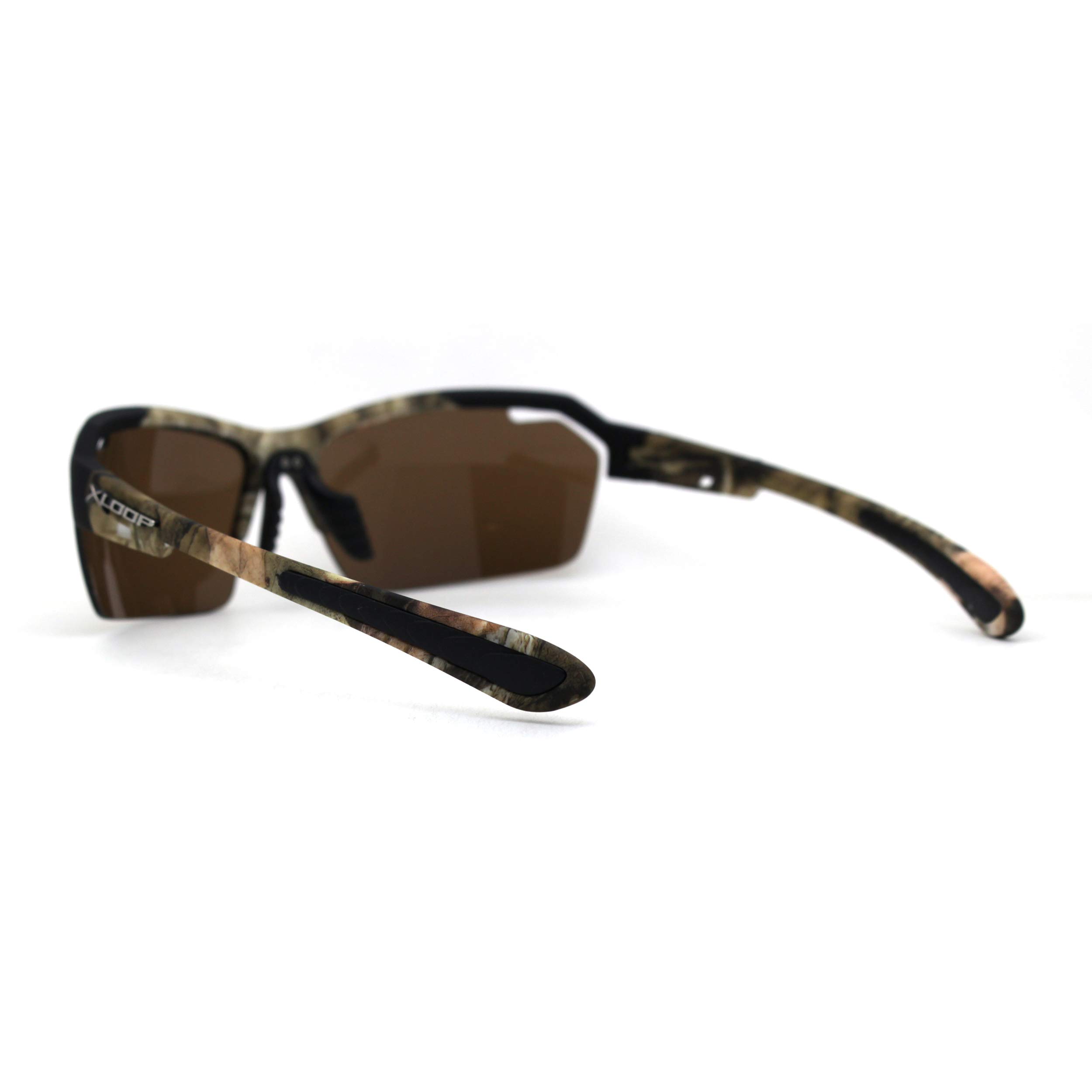 Men's Xloop Hunters Foliage Camo Half Rim Plastic Sunglasses - Lightweight Polarized UV Protection for Outdoor Activities, Hunting, Fishing & Driving