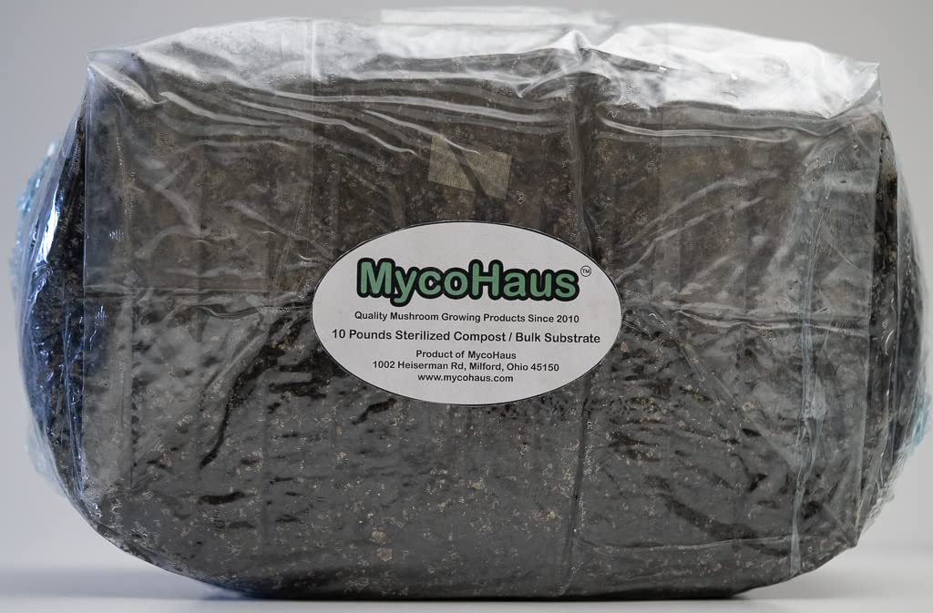 Organic Mushroom Compost - Sterilized Mushroom Growing Substrate for Home Cultivation | Premium Mushroom Soil for Oyster, Shiitake & Button Mushrooms | 10LB (4 Pack) | Perfect for Indoor/Outdoor Mushroom Farms & Garden Beds