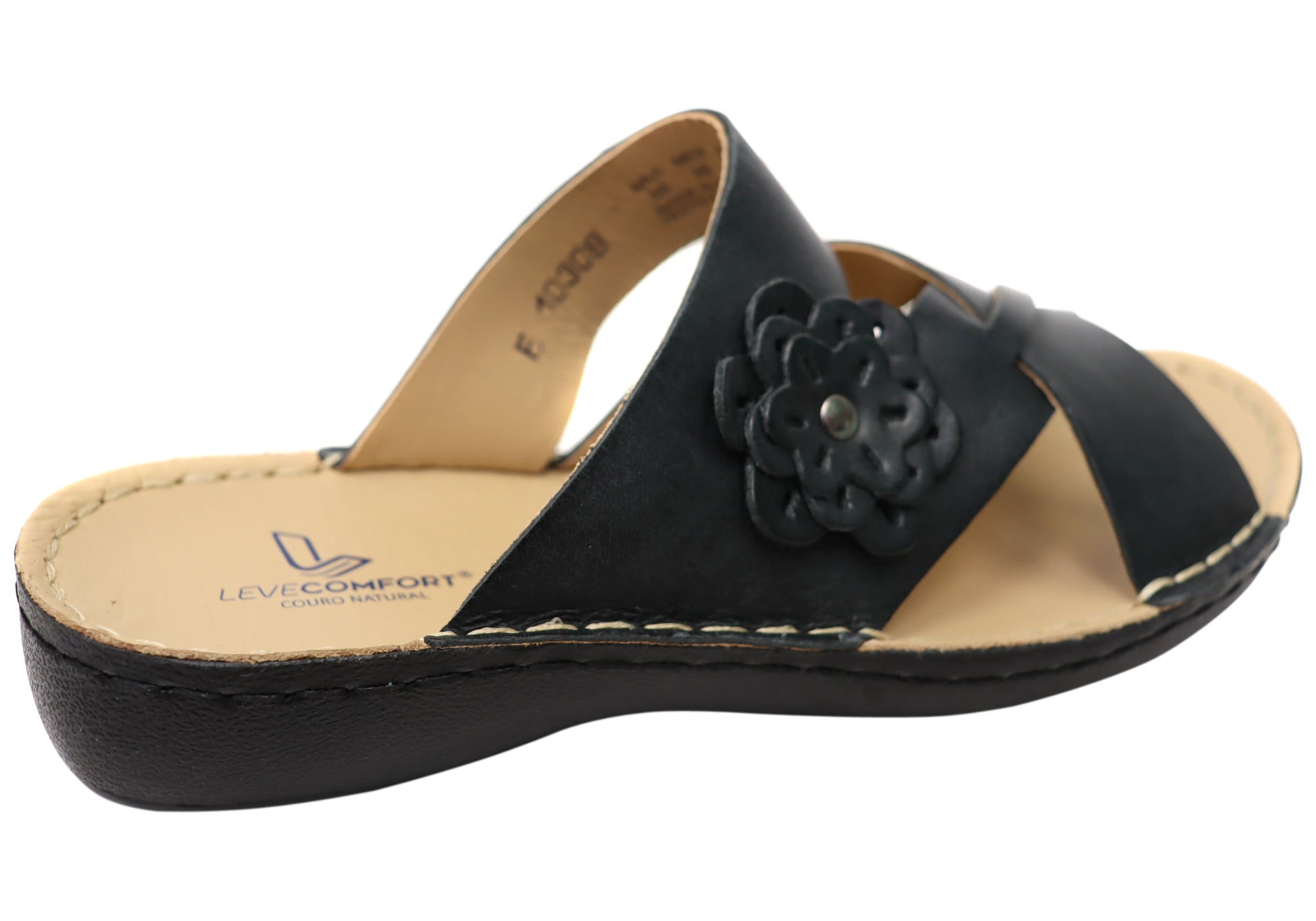 Levecomfort Debra Women's Brazilian Comfortable Leather Slides Sandals - Soft & Supportive for Casual Wear, Beach, and Home Use