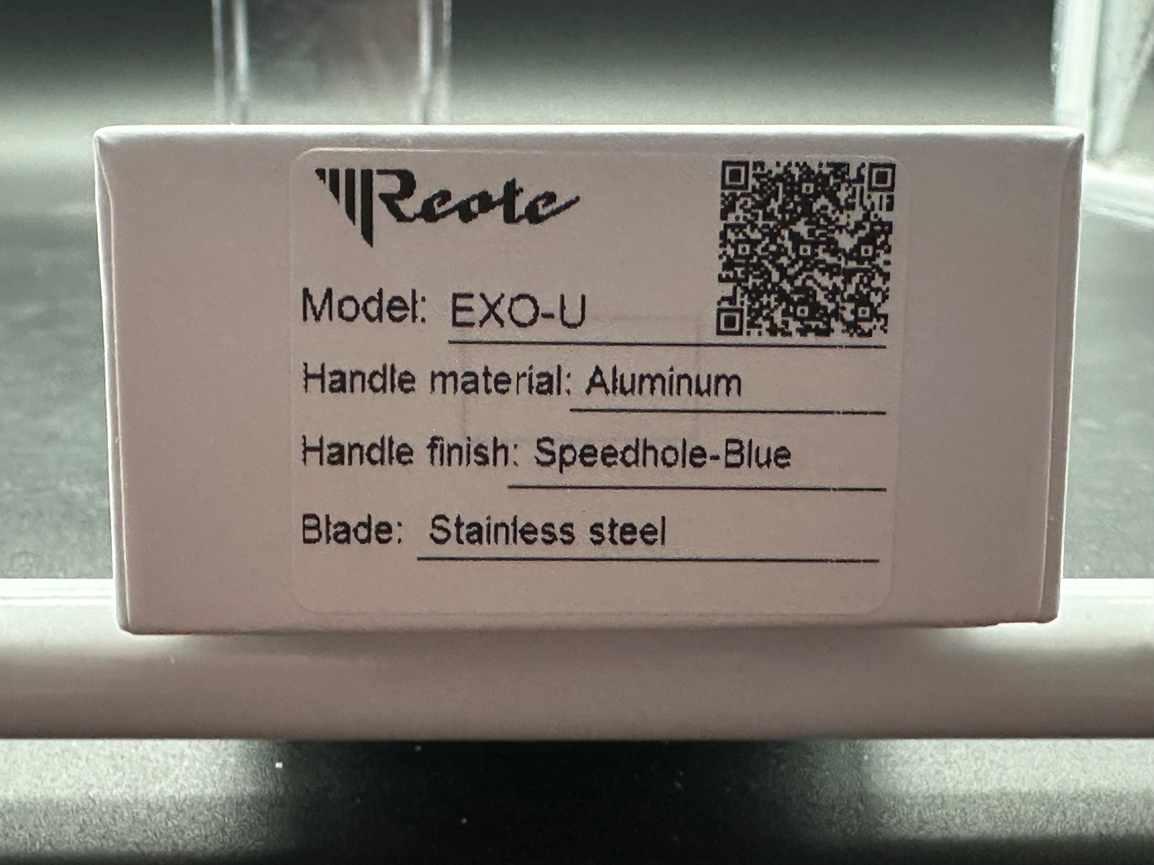 Reate EXO U Gravity Knife - Blue Speedhole Aluminum Folding Pocket Knife with 2.3