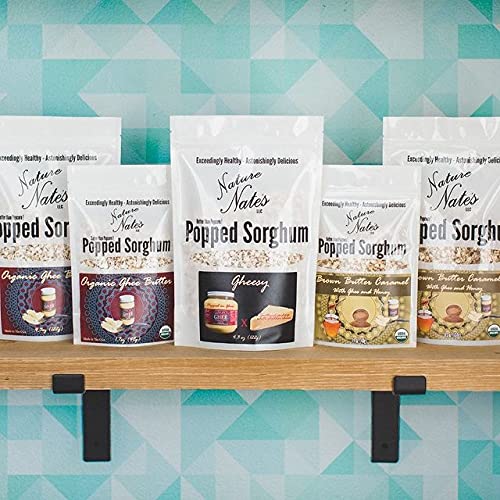 Organic Ghee Butter Popped Sorghum Snacks - Keto, Gluten-Free, Healthy, Non-GMO, Made in USA - 1.7oz (6-Pack) - Perfect for Movie Nights, Road Trips & Office Snacking