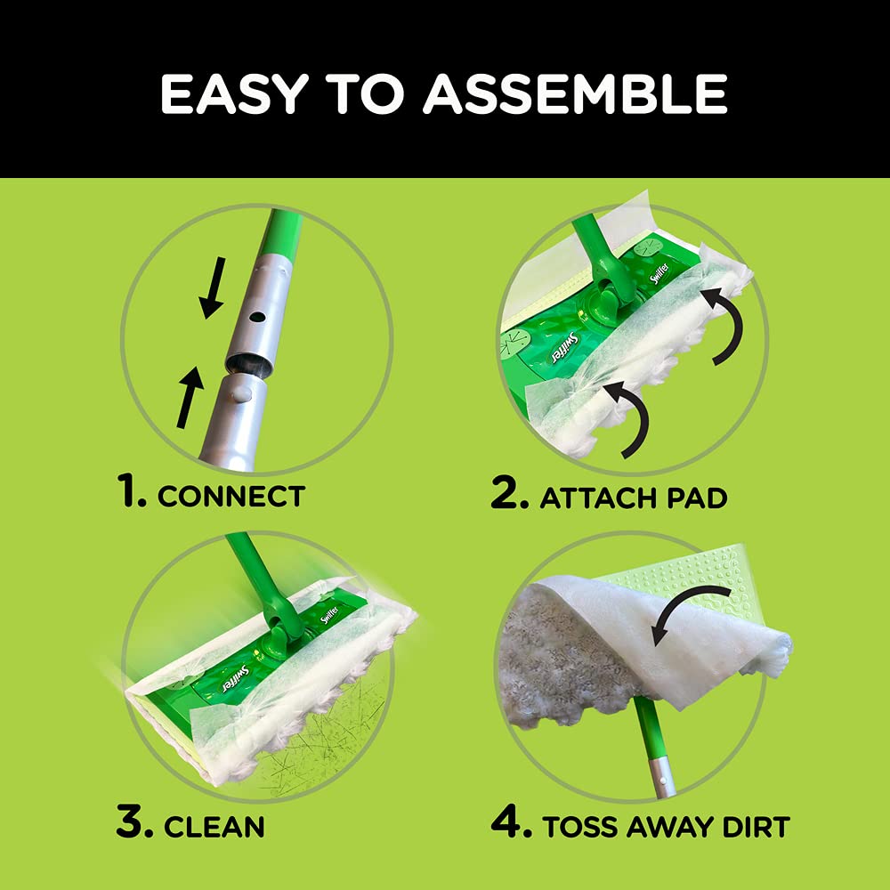 Swiffer Sweeper Heavy Duty Cleaning Kit - 2-in-1 Dry & Wet Multi-Surface Floor Mop with 40 Heavy Duty Pads, 14 Dry & 5 Wet Cloths - Perfect for Hardwood, Tile & Laminate Floors - Ideal for Homes, Offices & Pet Owners