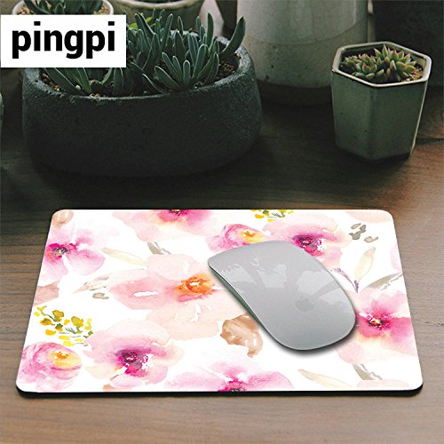 Modern Watercolor Pink and Purple Floral Pattern Non-Slip Rectangle Mouse Pad - Soft Gaming Mouse Mat for Office, Home & PC Laptop Use