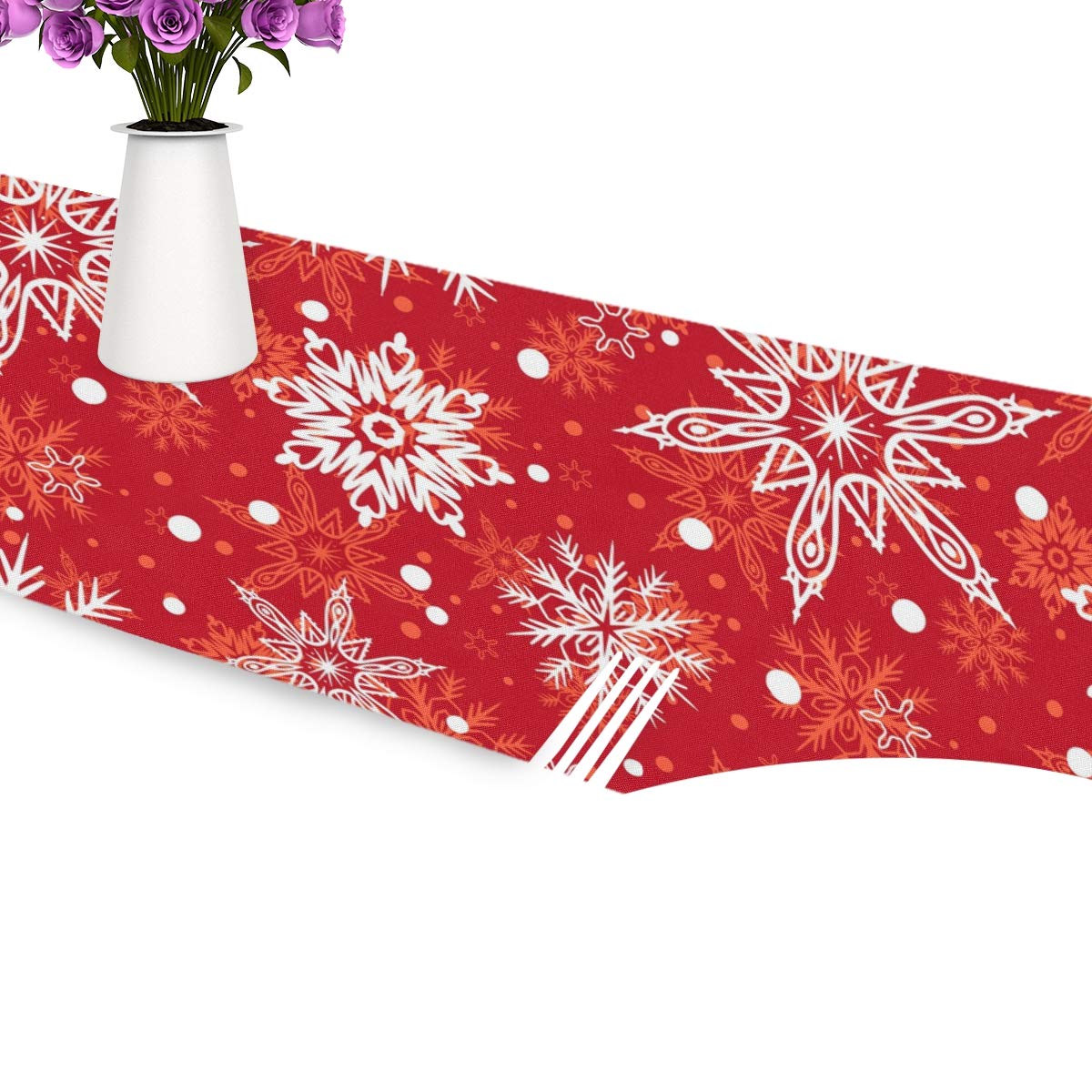 MOYYO 13x90 Inch Snowflake Table Runner - Elegant Christmas Winter Polyester Tablecloth for Dining Room, Coffee Table, Wedding, Birthday & Party Decor - Perfect for Holiday Home Decorations & Banquet Settings