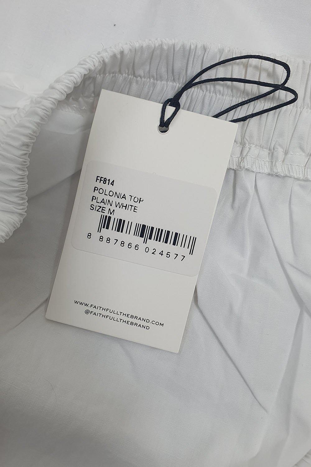 FAITHFULL THE BRAND Women's White Polonia Off Shoulder Blouse - Size M (UK 10 | AU 10) - Summer Casual Tops for Beach, Party & Date Night Outfits