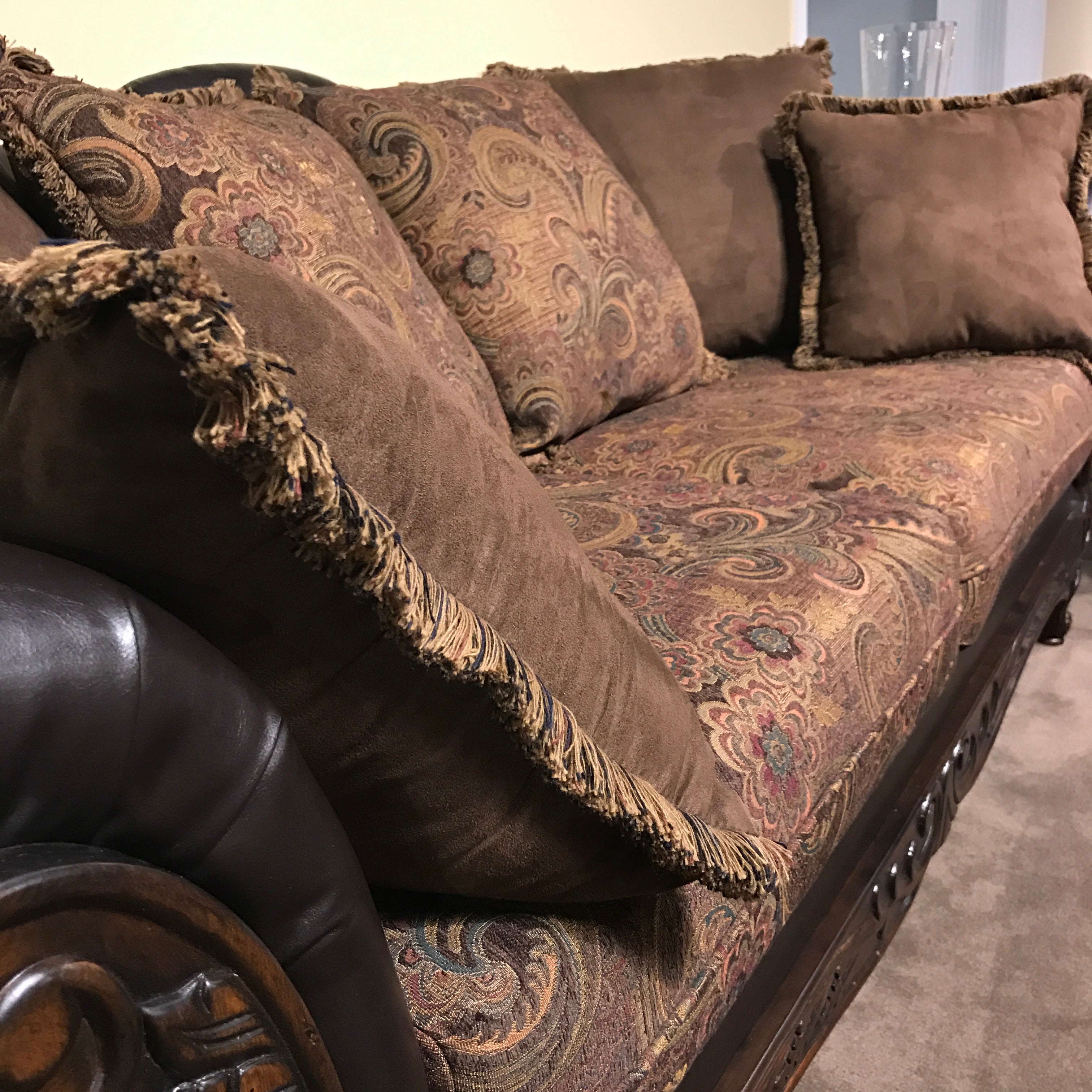 San Marino 2-Tone Chocolate Brown Microfiber Sofa Set - Soft & Durable Living Room Furniture for Modern Homes | Perfect for Family Gatherings & Relaxation