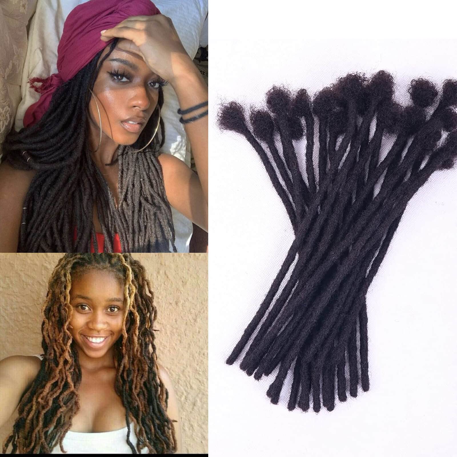 Premium Human Hair Dreadlock Extensions - 30 Strands Handmade Permanent Locs for Women & Men (8 Inch Length, 0.24 Inch Width) with Needle & Link Rings - Perfect for Protective Styles, Boho Looks & Natural Hairstyles