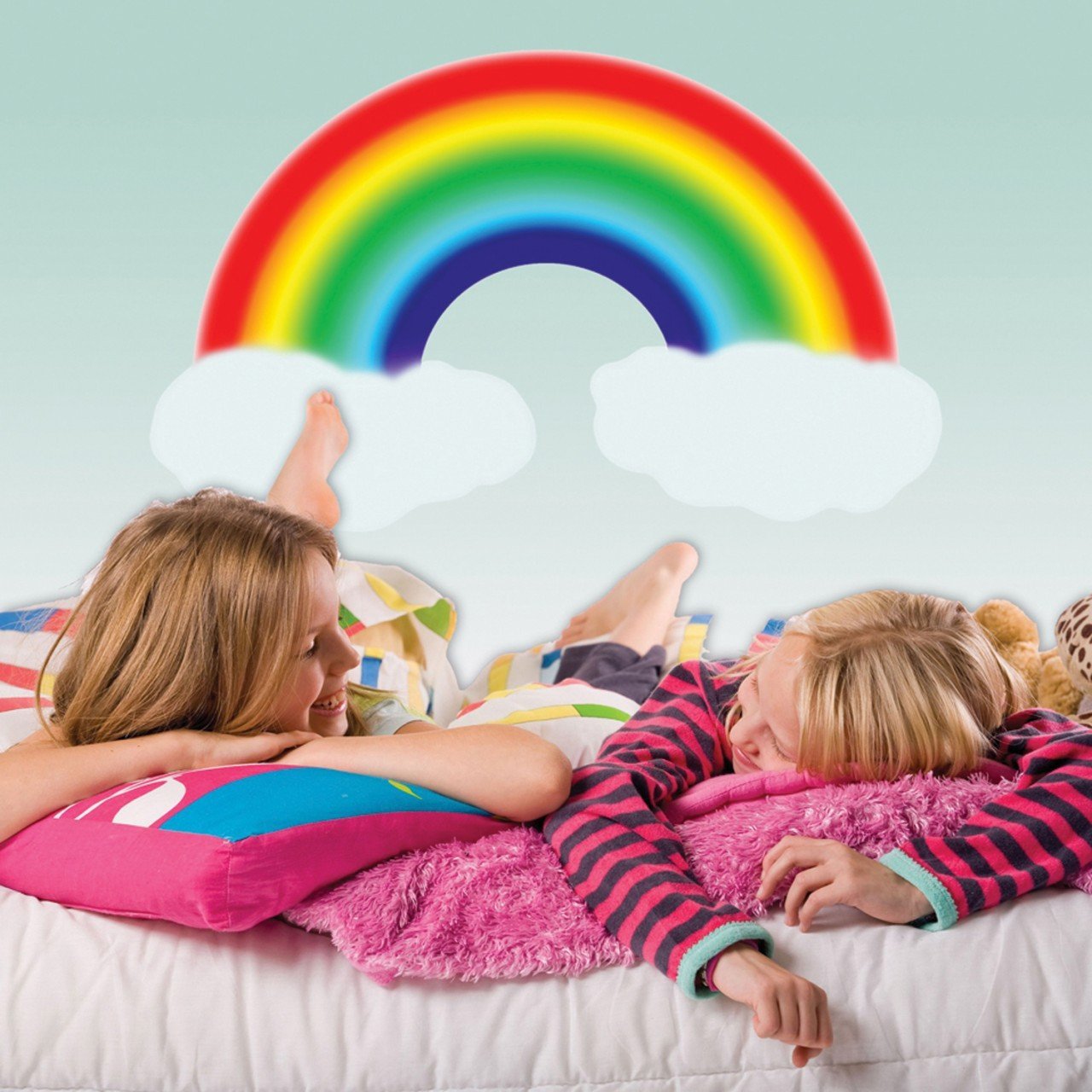 Vibrant Primary Rainbow Mural Wall Decal - Colorful Nursery, Kids Room & Classroom Decor - Perfect for Playrooms, Daycares & Educational Spaces
