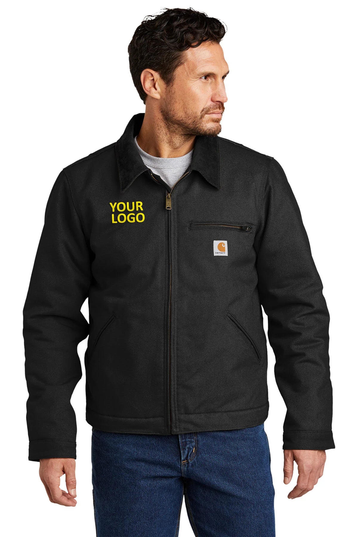Carhartt Tall Duck Detroit Jacket for Men - Heavy Duty Work Jacket, Black - Durable Water-Resistant Coat for Construction, Farming & Outdoor Work