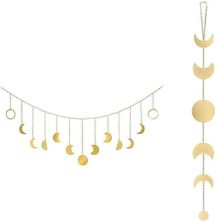 Boho Moon Phase Wall Hanging Decor - Set of 2 Handmade Macrame Home Decorations for Bedroom, Living Room, Nursery & Dorm | Perfect for Bohemian Style Home, Meditation Spaces & Gift Giving