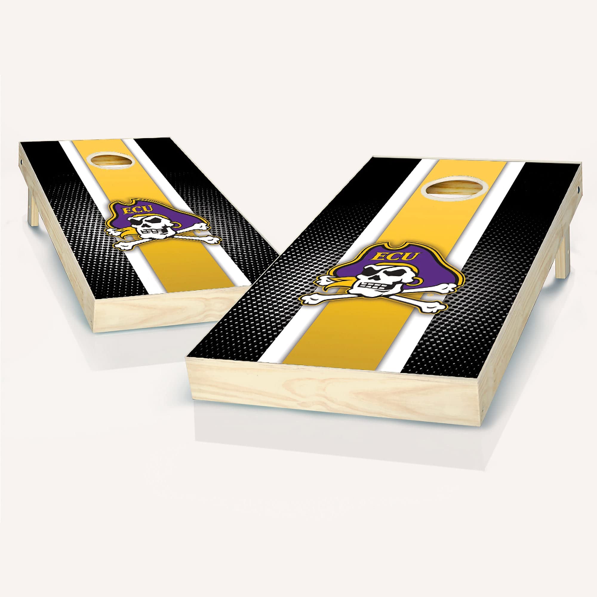 East Carolina Striped Cornhole Board Set - 2 Wooden Cornhole Boards with 8 Bean Bags, Regulation Size for Outdoor Games, Tailgating, Backyard Parties and BBQ Events