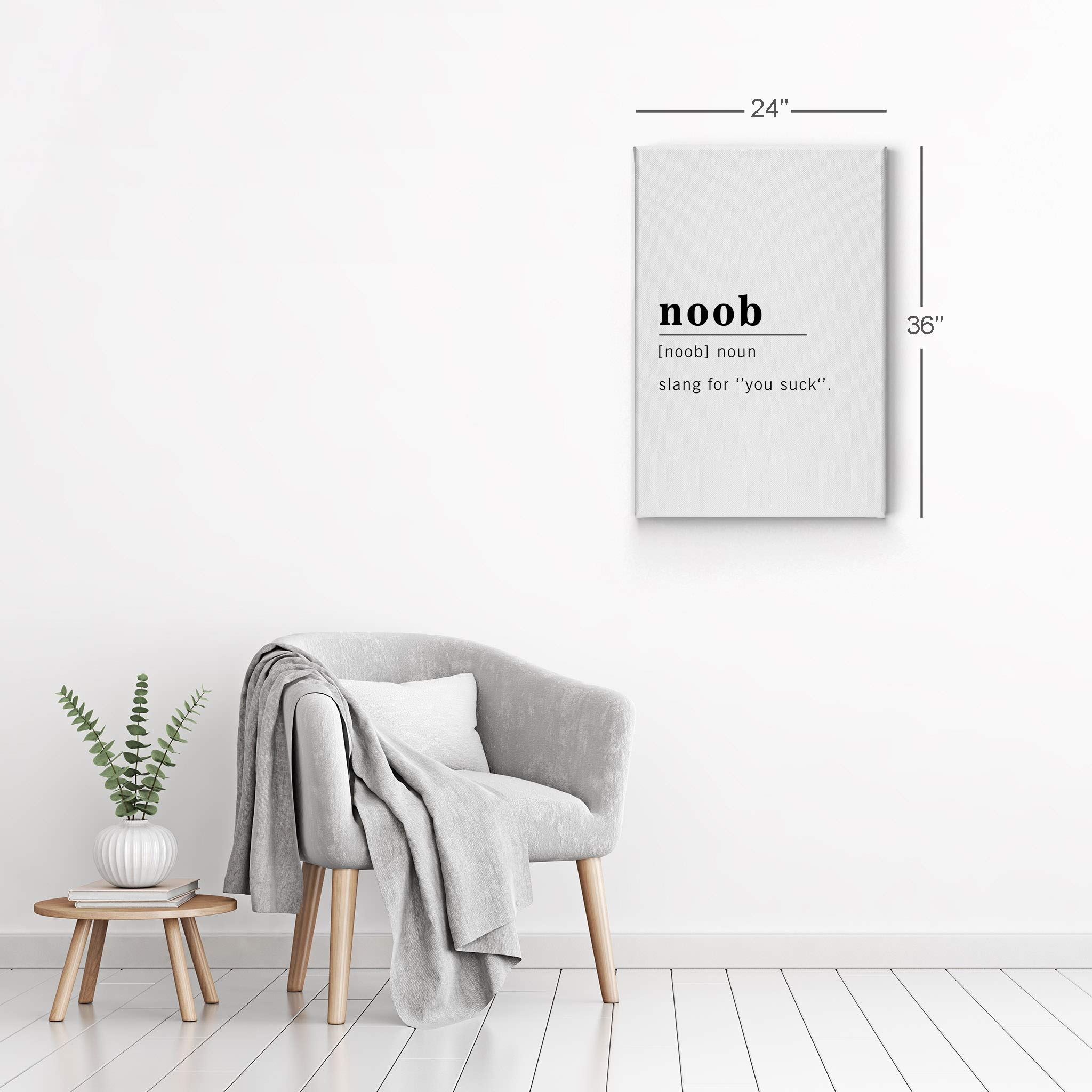Noob Definition Canvas Print - Funny Noun Dictionary Wall Art for Office, Living Room, Bedroom & Bathroom Decor - Inspirational Quote Sign - Ready to Hang 36x24 - Made in USA | Perfect for Gamers' Spaces, Man Caves & Creative Home Decor