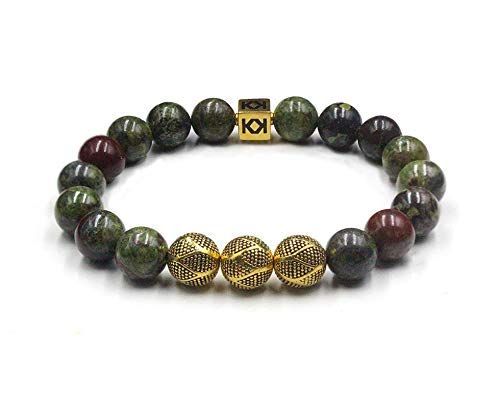 Dragon Blood Bead Bracelet for Men - Gold Vermeil Adjustable Wristband - Stylish & Spiritual Jewelry for Gifts, Meditation, and Everyday Wear